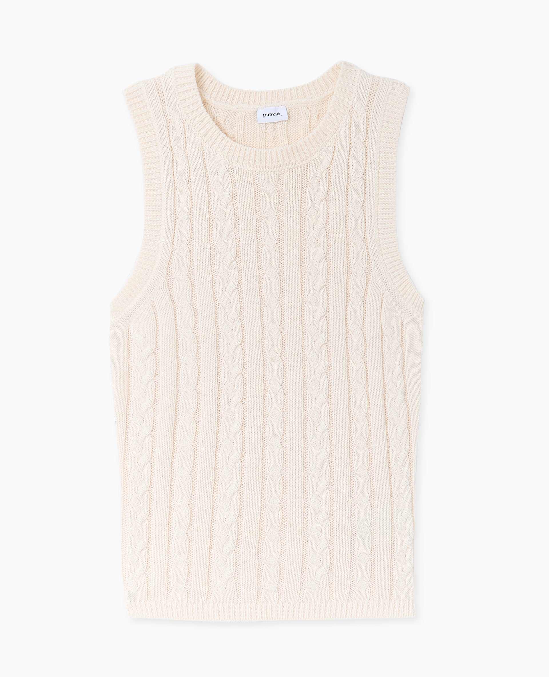 Pull sans manches en maille torsadée