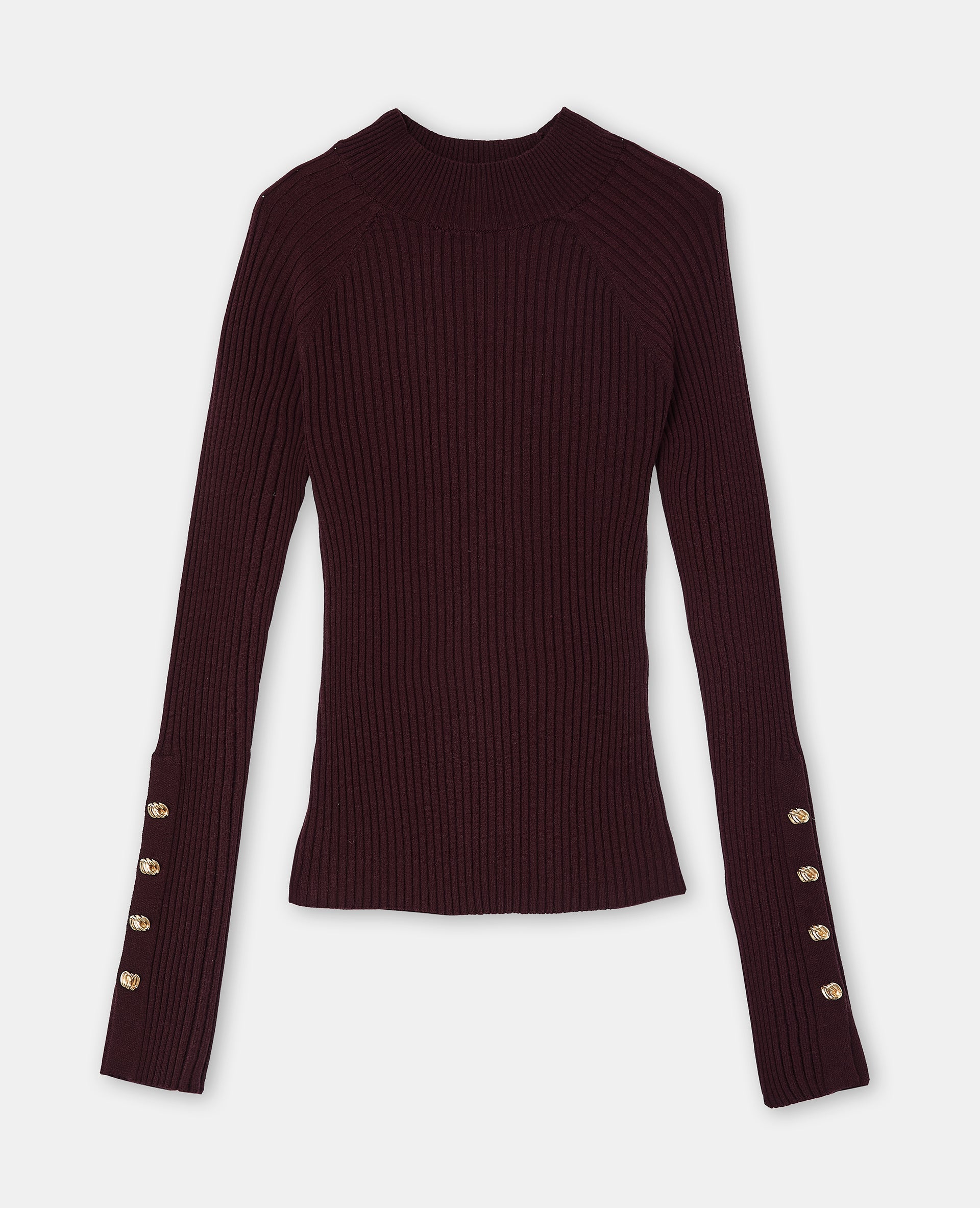 Pull moulant en maille côtelée avec boutons bijoux