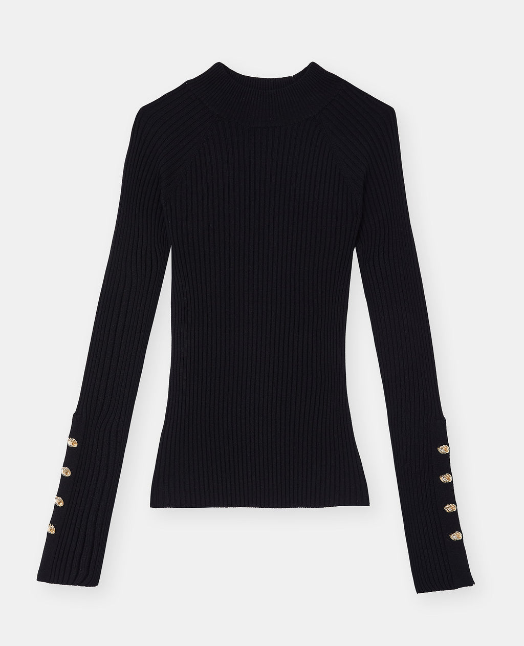 Pull moulant en maille côtelée avec boutons bijoux