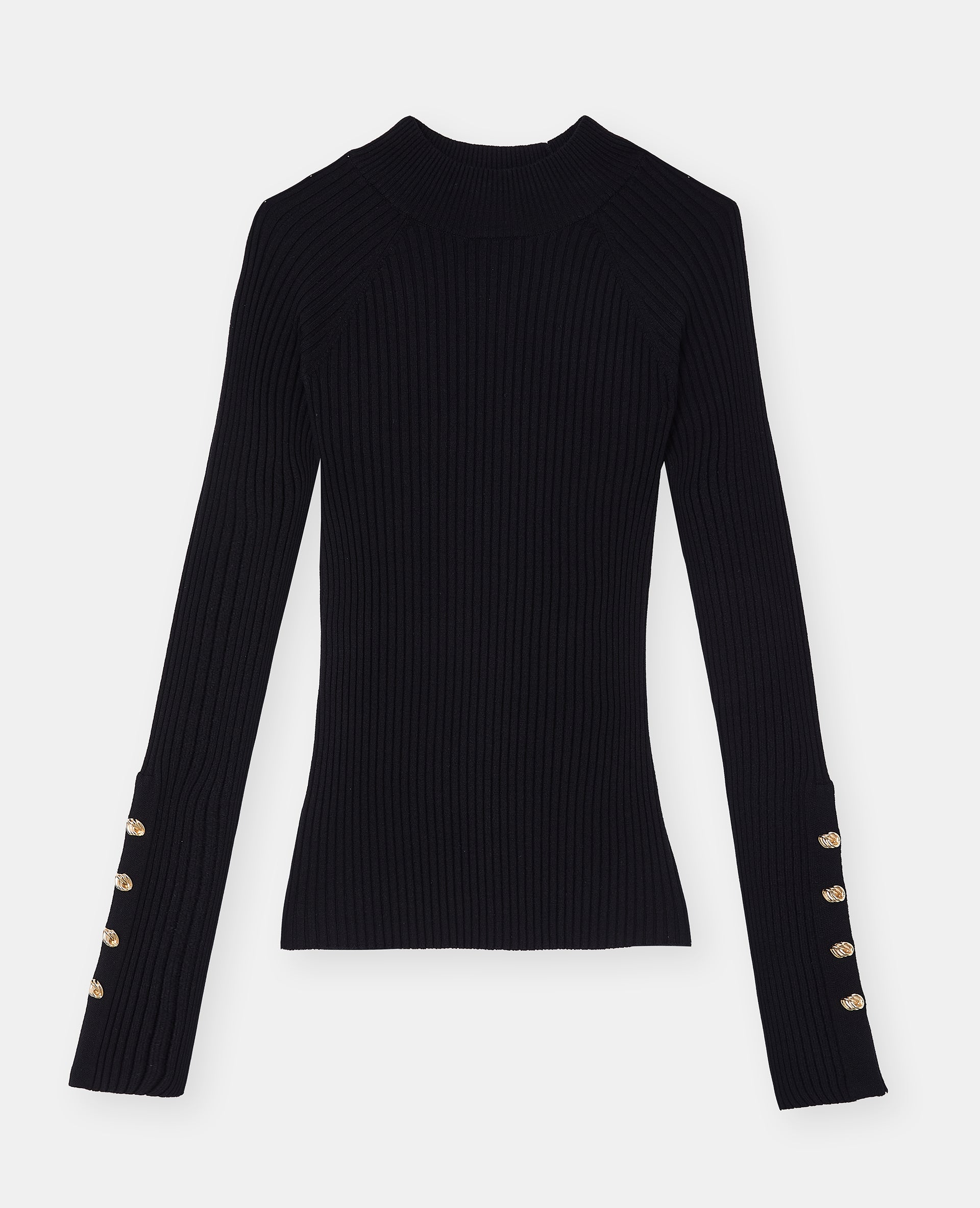 Pull moulant en maille côtelée avec boutons bijoux