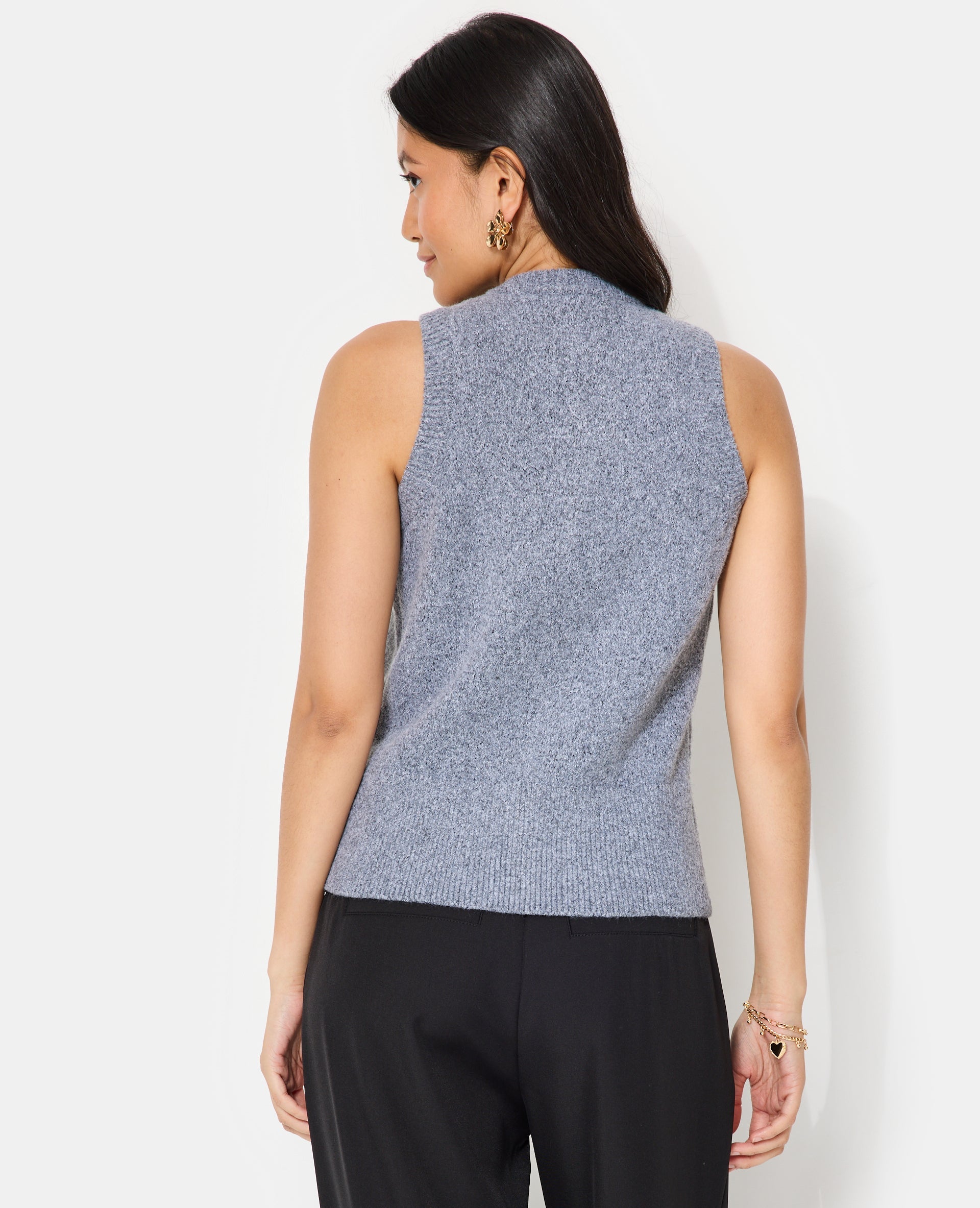 Gilet sans manches avec boutons recouverts