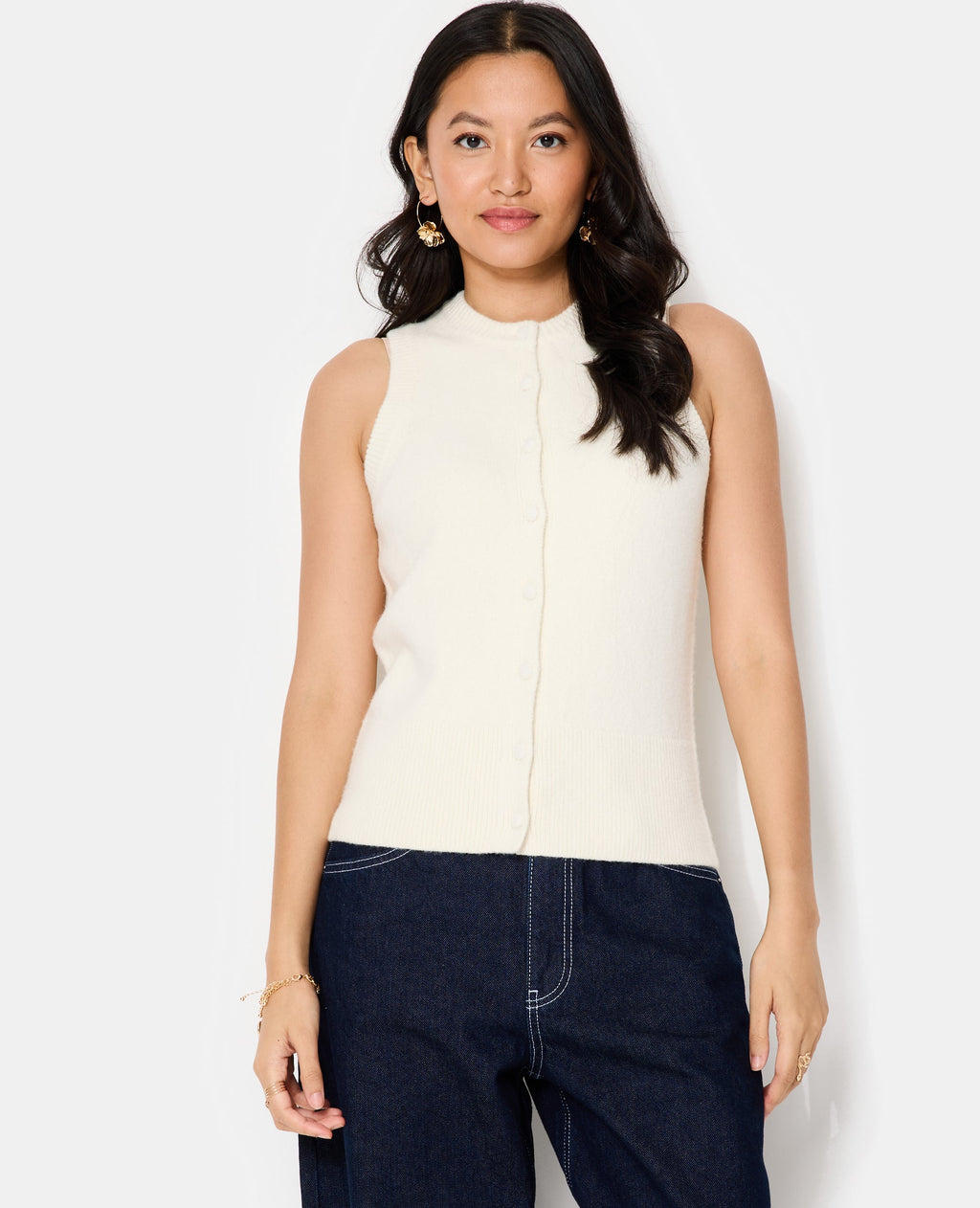 Gilet sans manches avec boutons recouverts