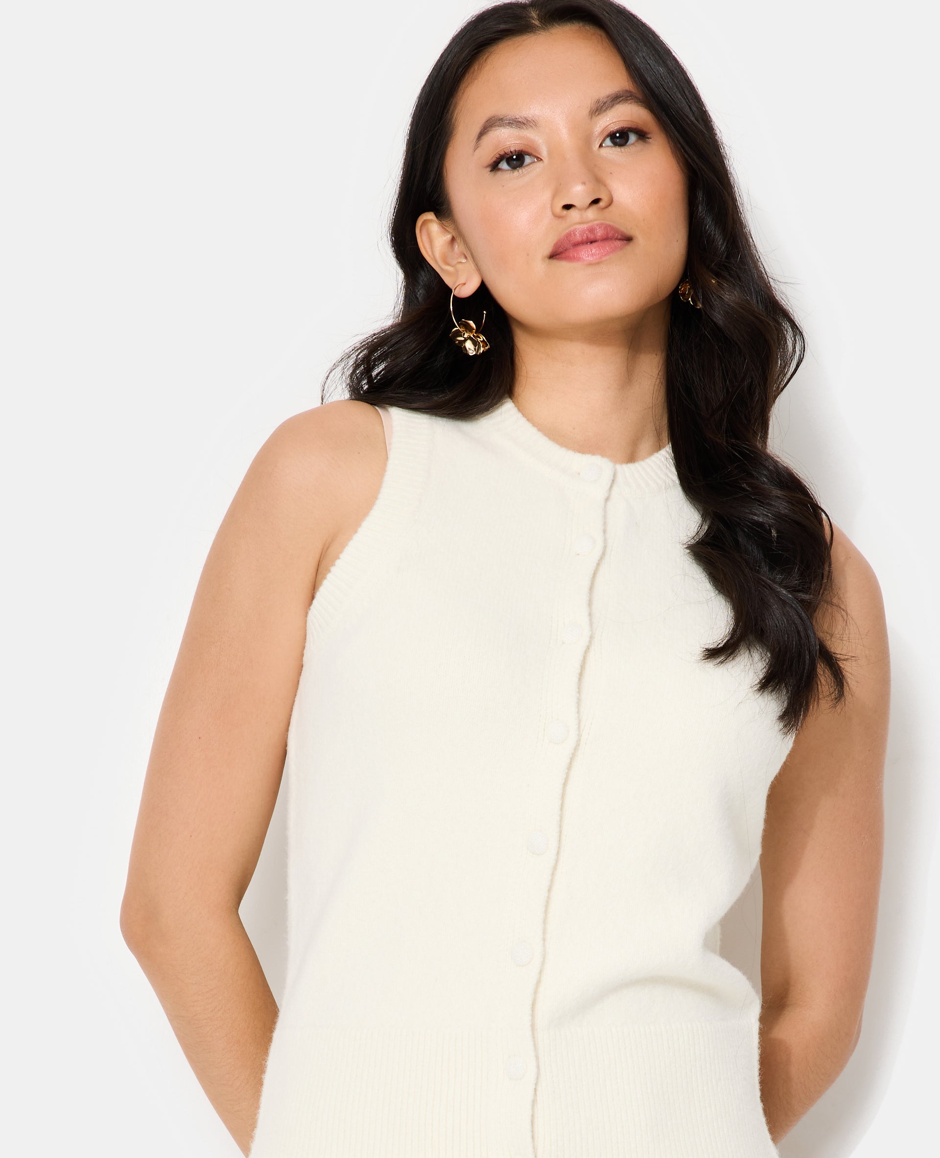 Gilet sans manches avec boutons recouverts