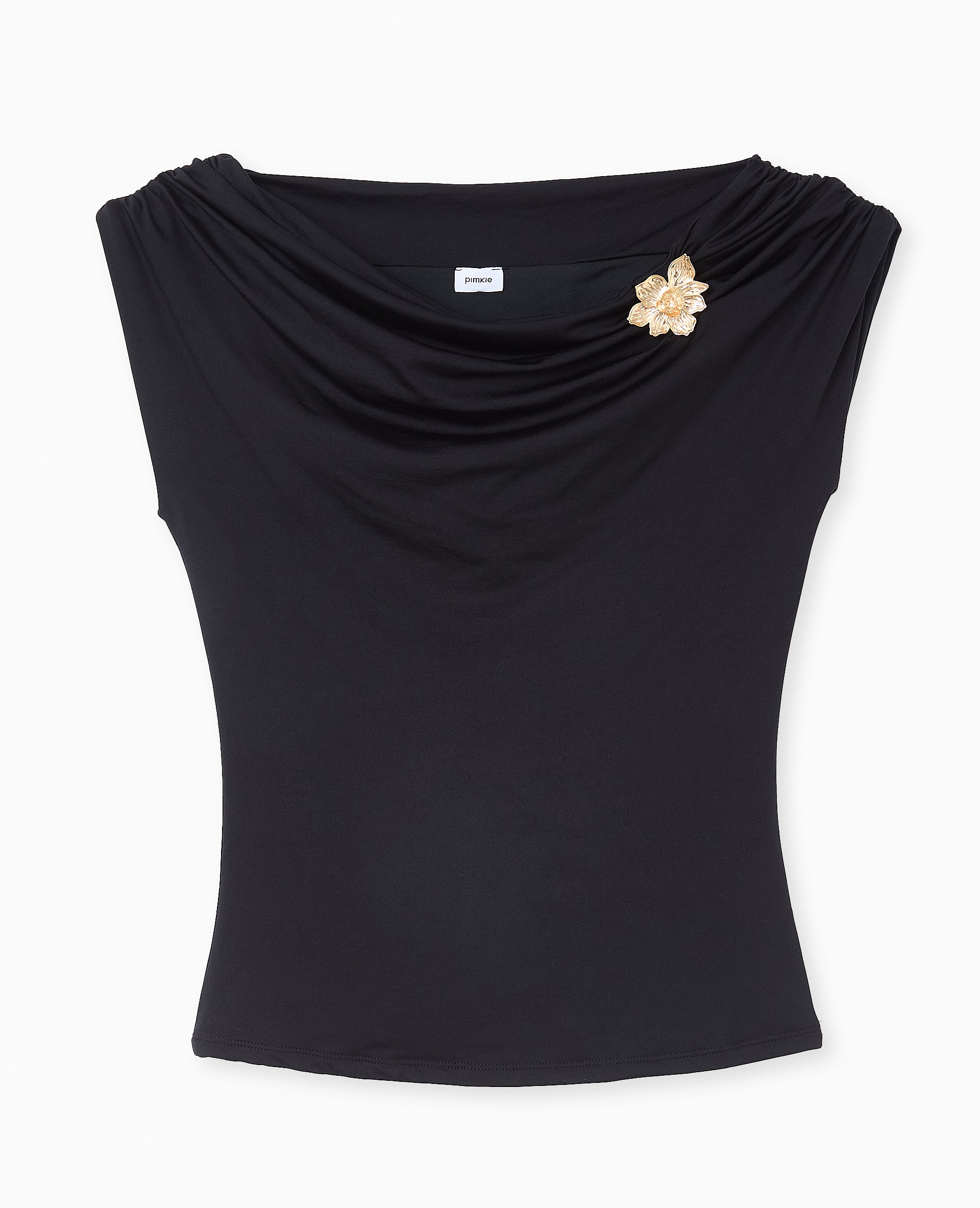 Top sans manches avec effet drapé et détail bijou