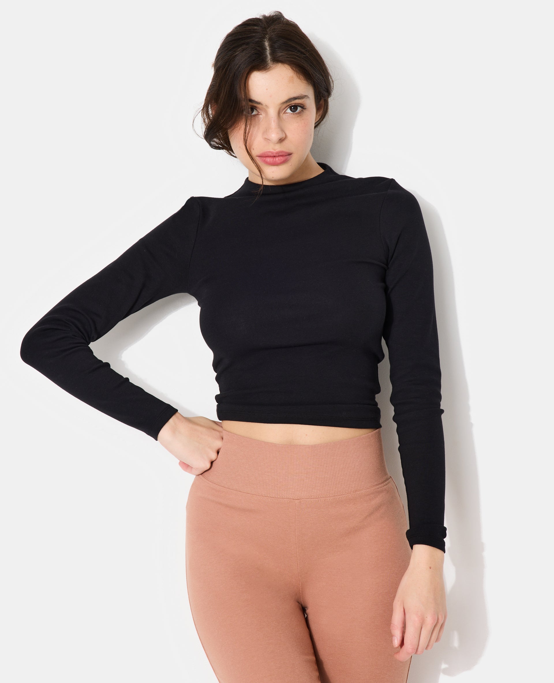 T-shirt manches longues col montant