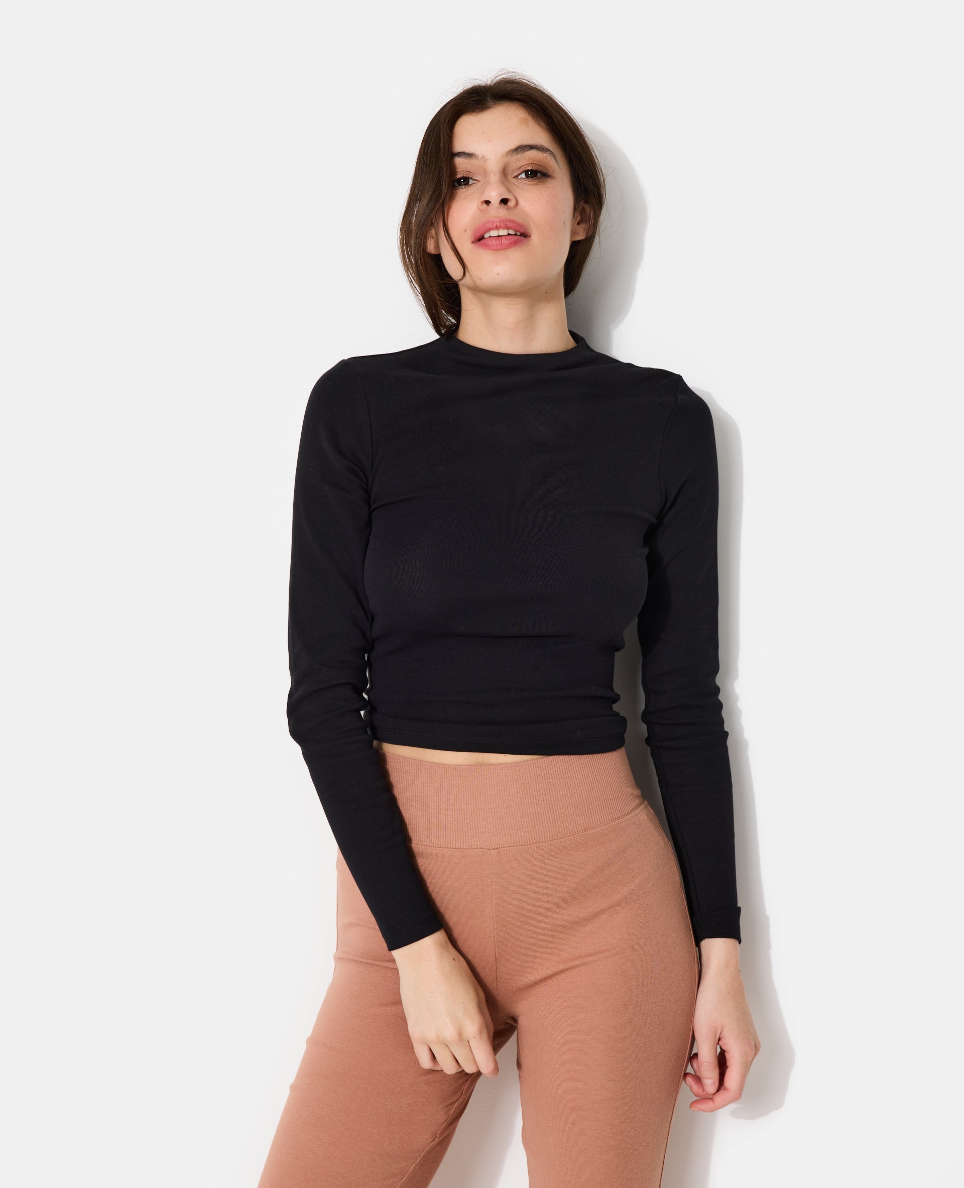 T-shirt manches longues col montant