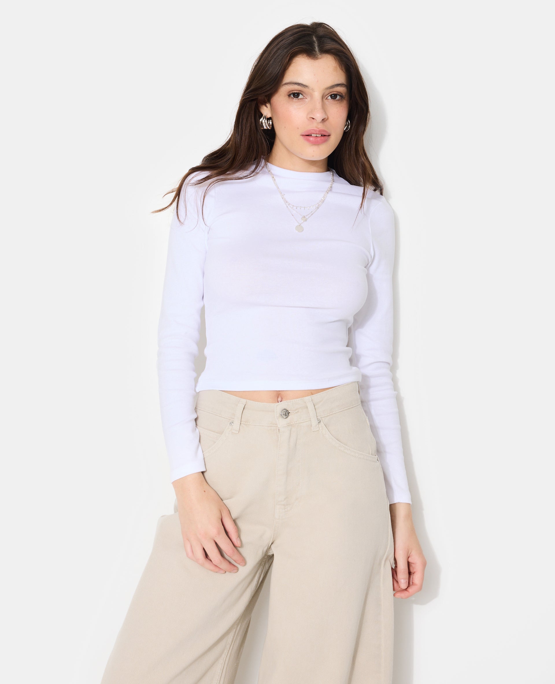 T-shirt manches longues col montant