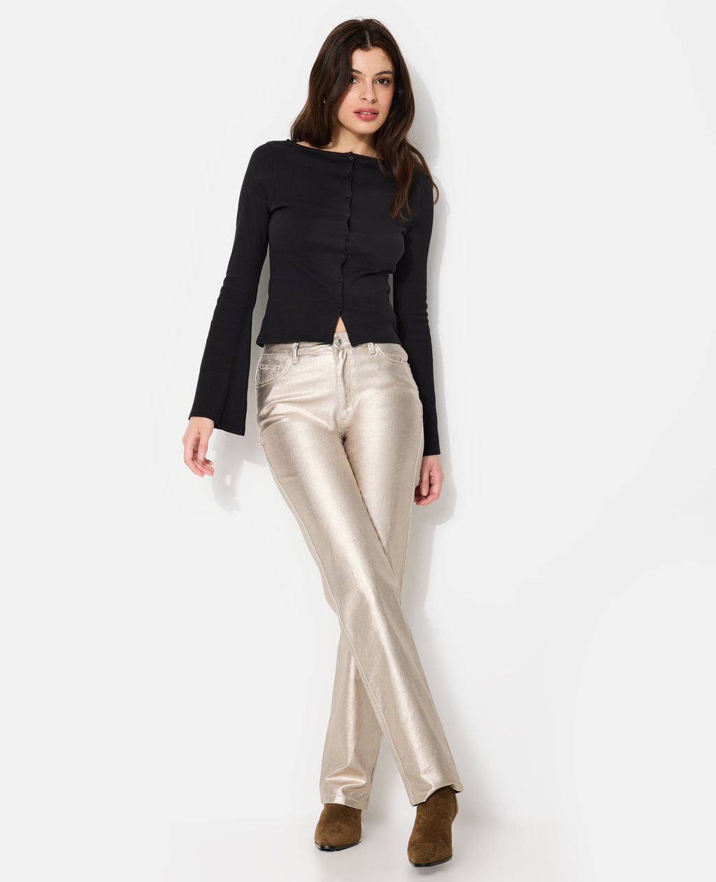 Top boutonné avec manches flare