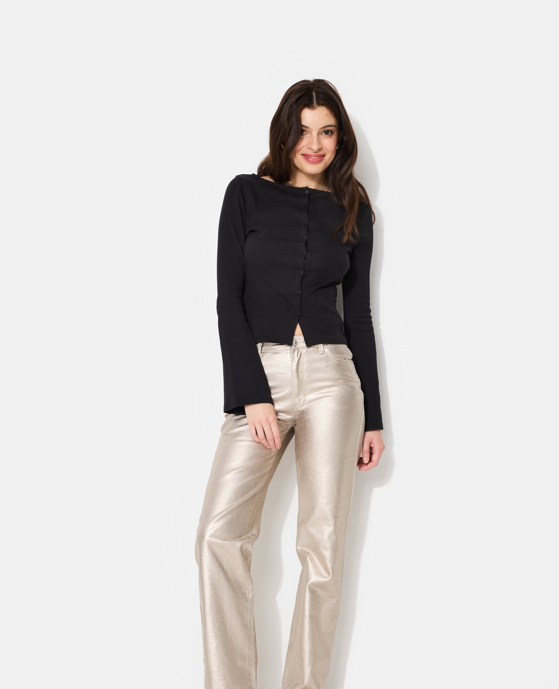 Top boutonné avec manches flare