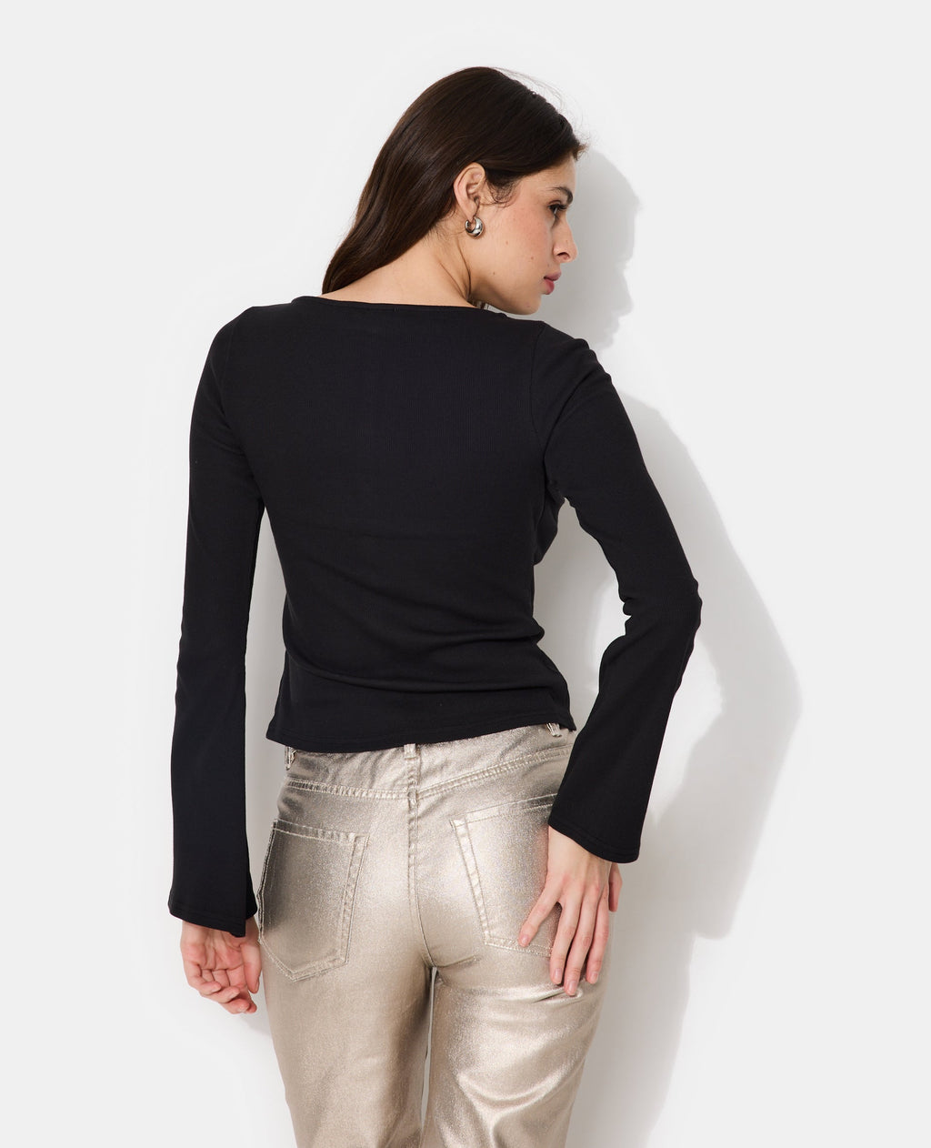 Top boutonné avec manches flare