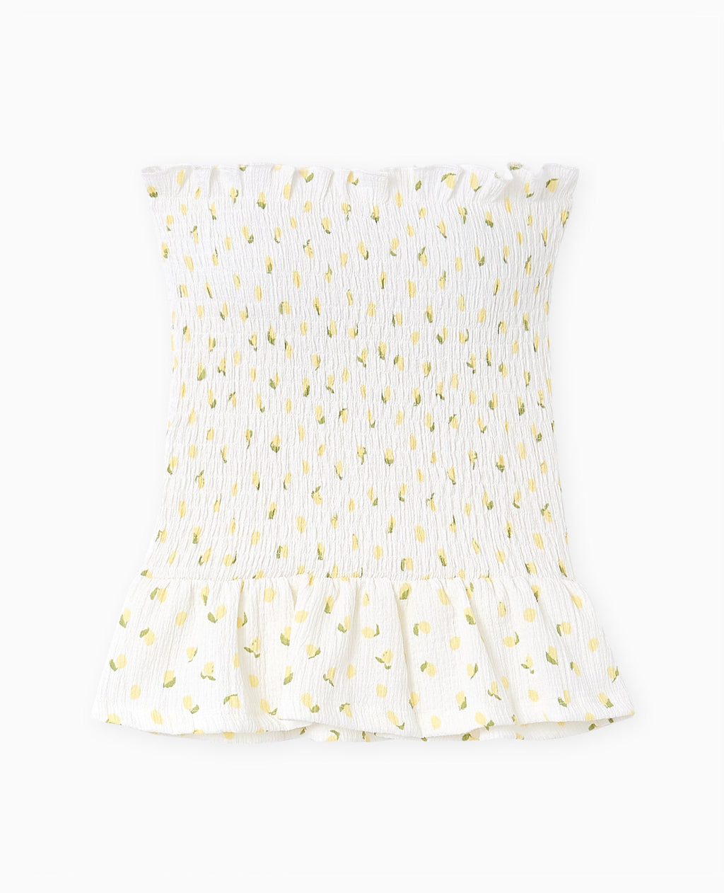 Top bandeau en smock motif citrons