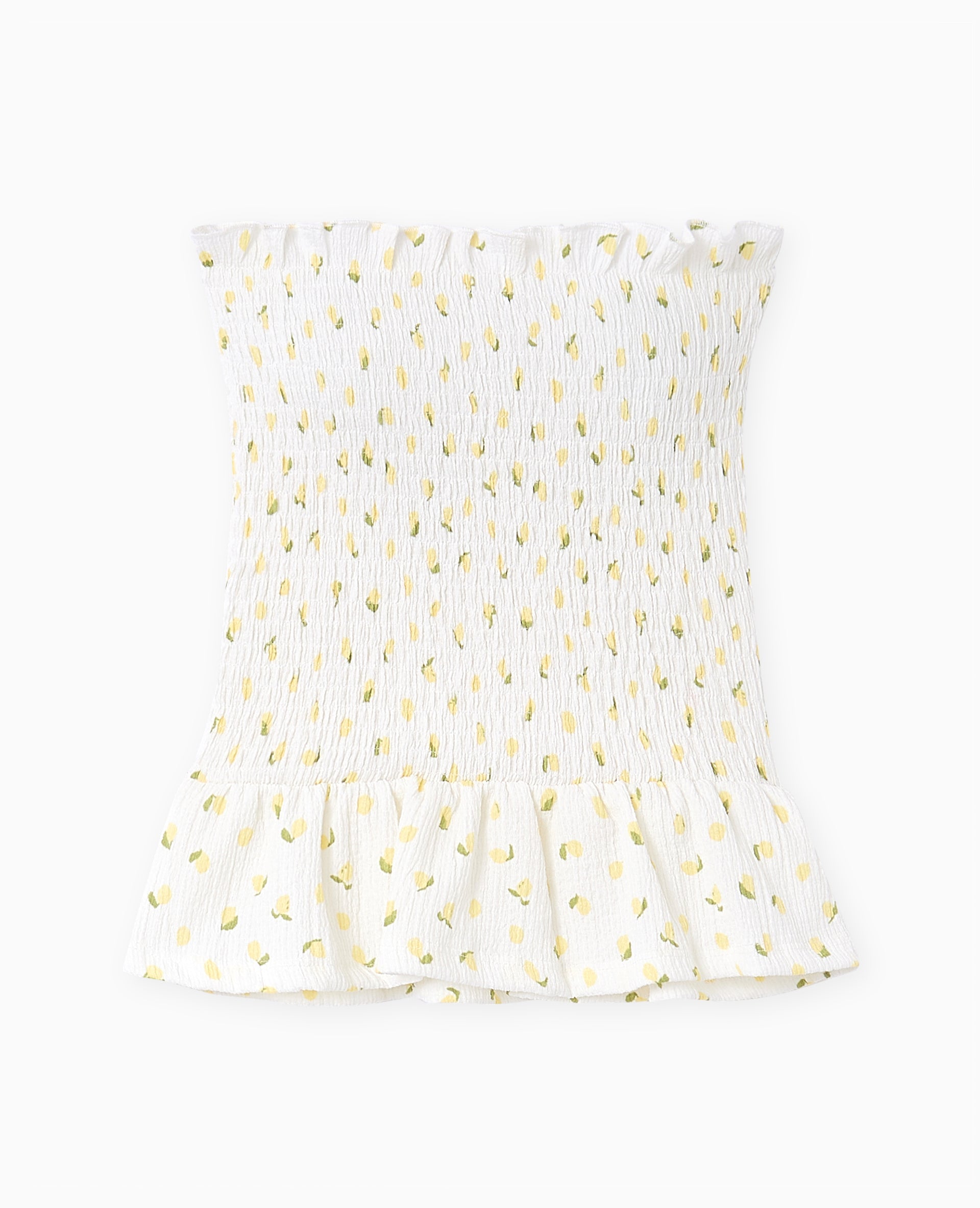 Top bandeau en smock motif citrons