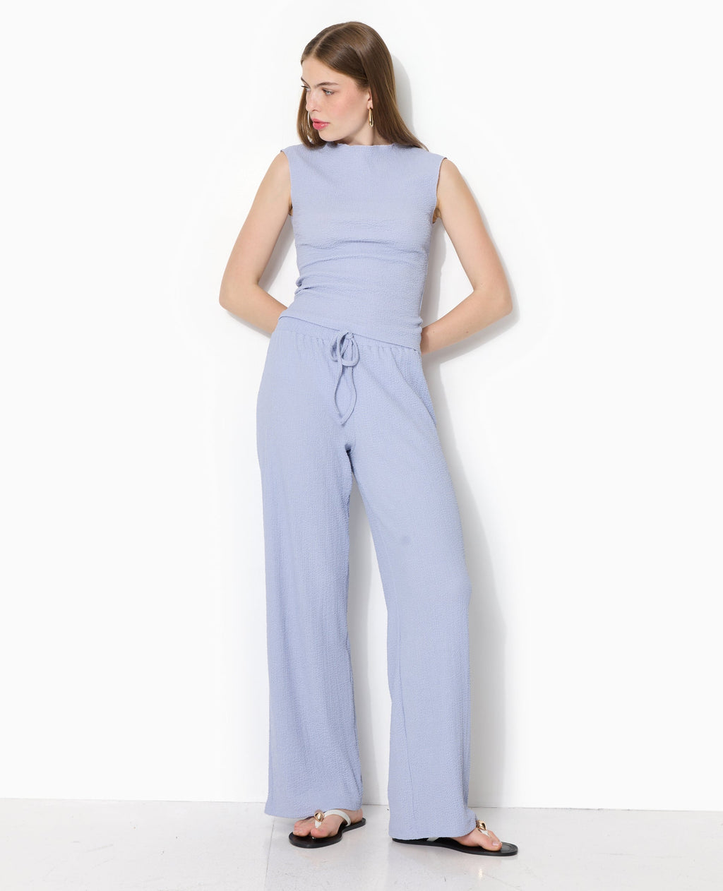 Top sans manches en tissu reliefé