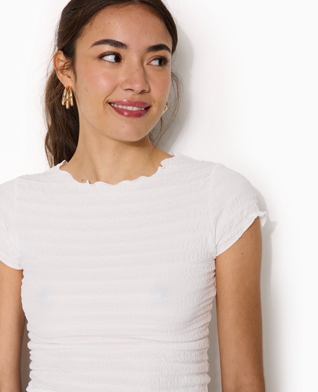 T-shirt manches courtes en maille reliefée