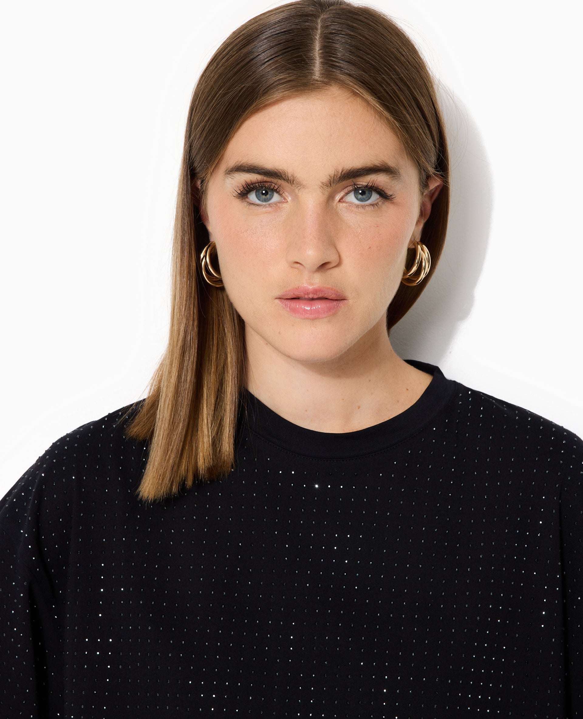 T-shirt manches courtes avec strass en all over