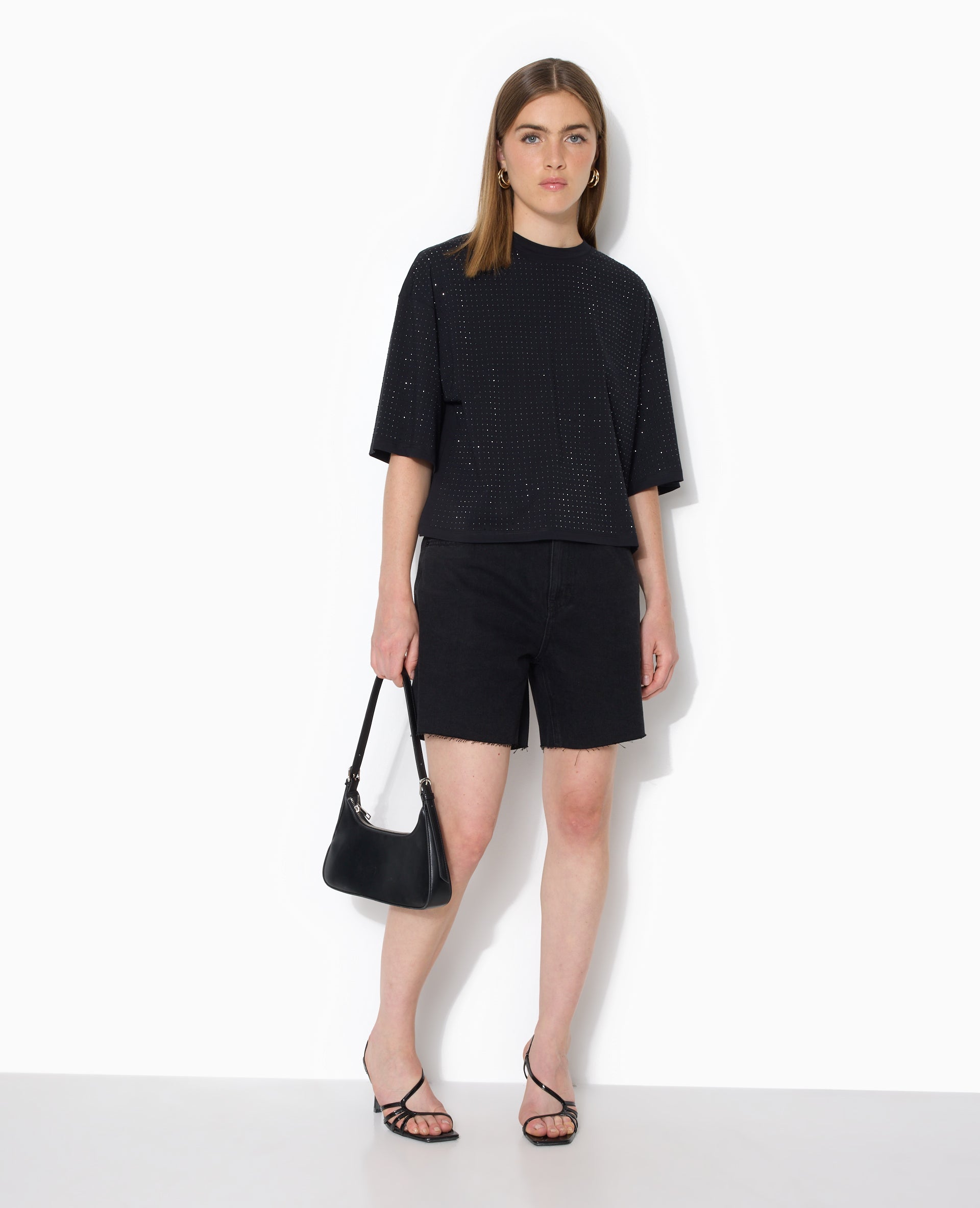 T-shirt manches courtes avec strass en all over