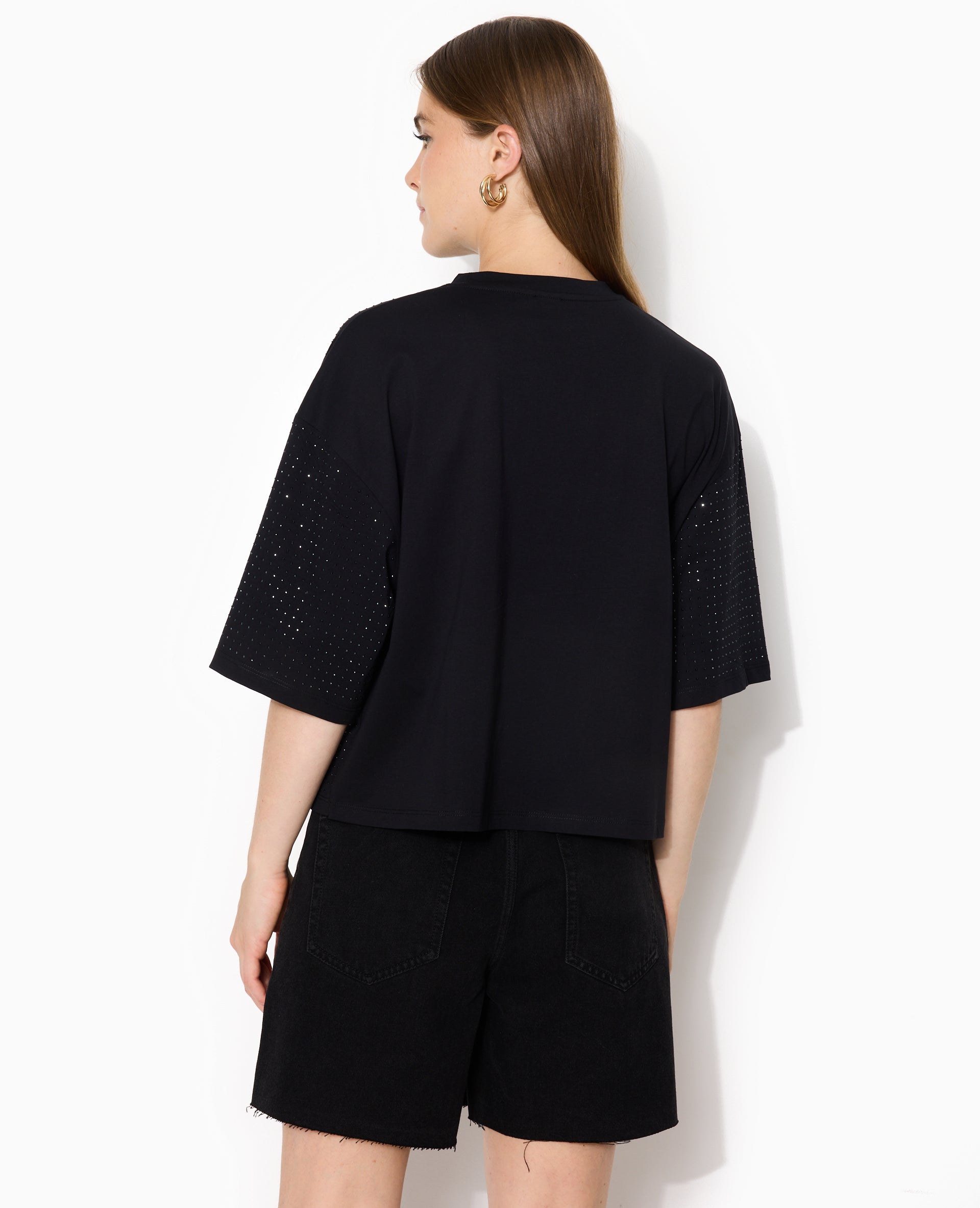 T-shirt manches courtes avec strass en all over