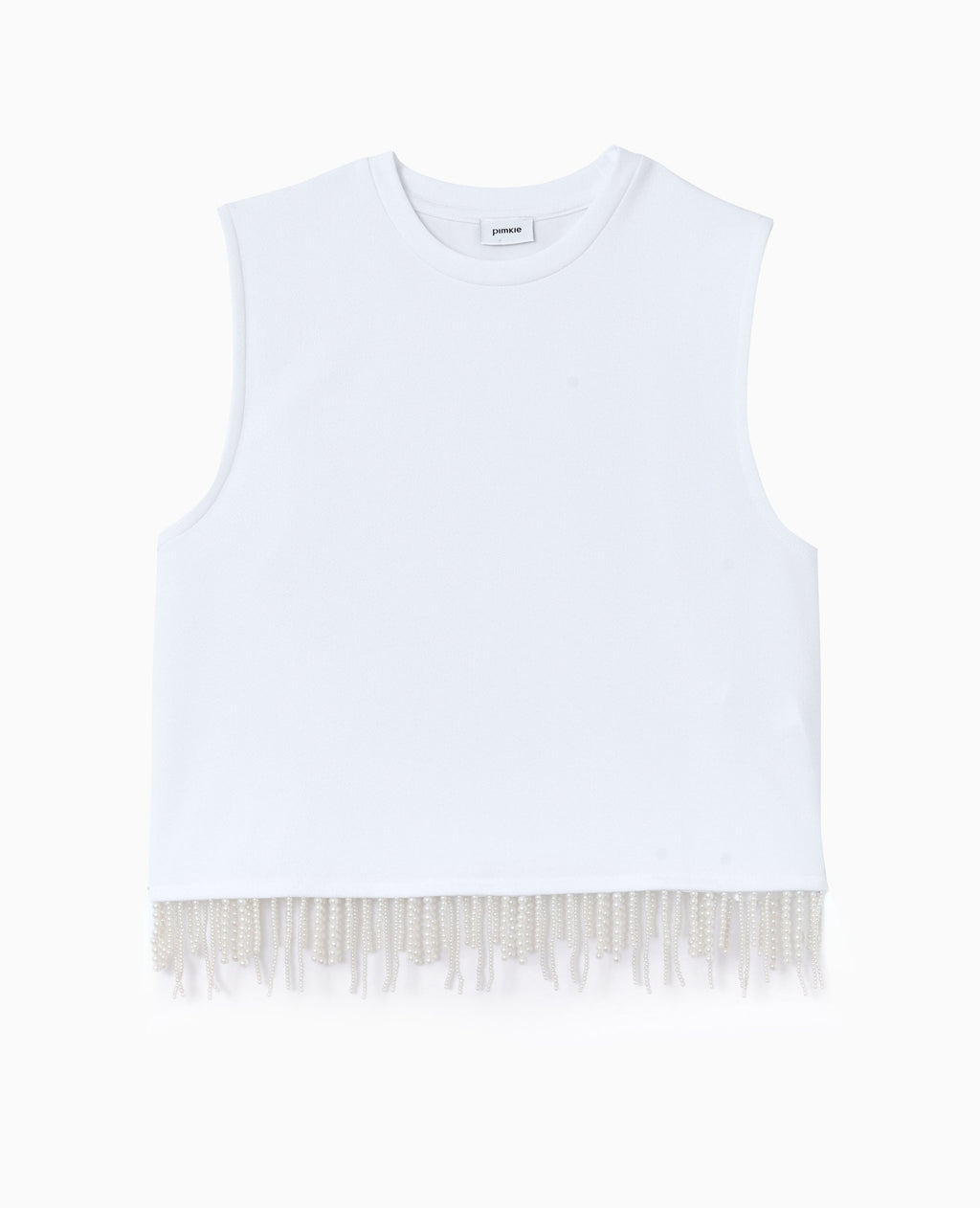 Top sans manches avec franges de perles