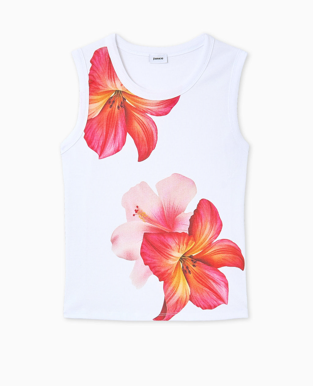 Débardeur en maille côtelée avec maxi fleurs
