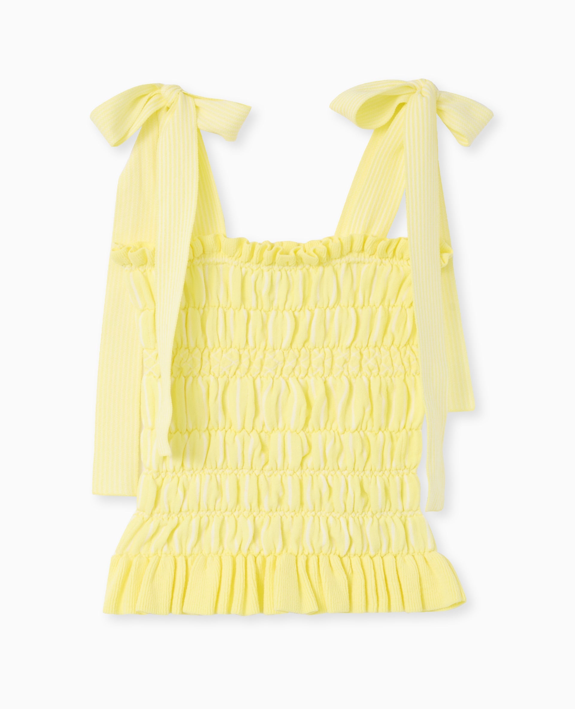 Top en maille avec smock et bretelles à nouer