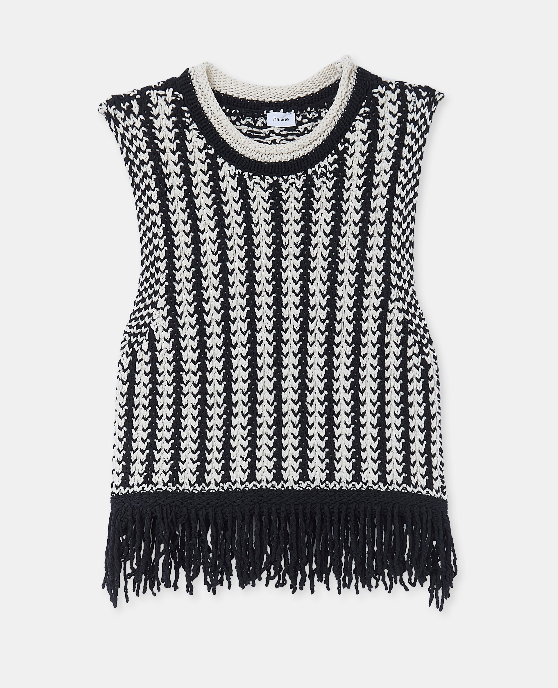 Pull sans manches avec franges