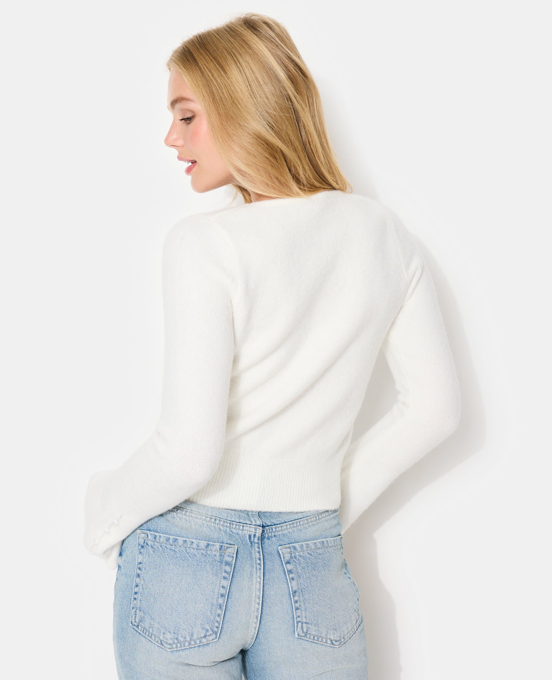 Pull encolure carrée avec manches flare