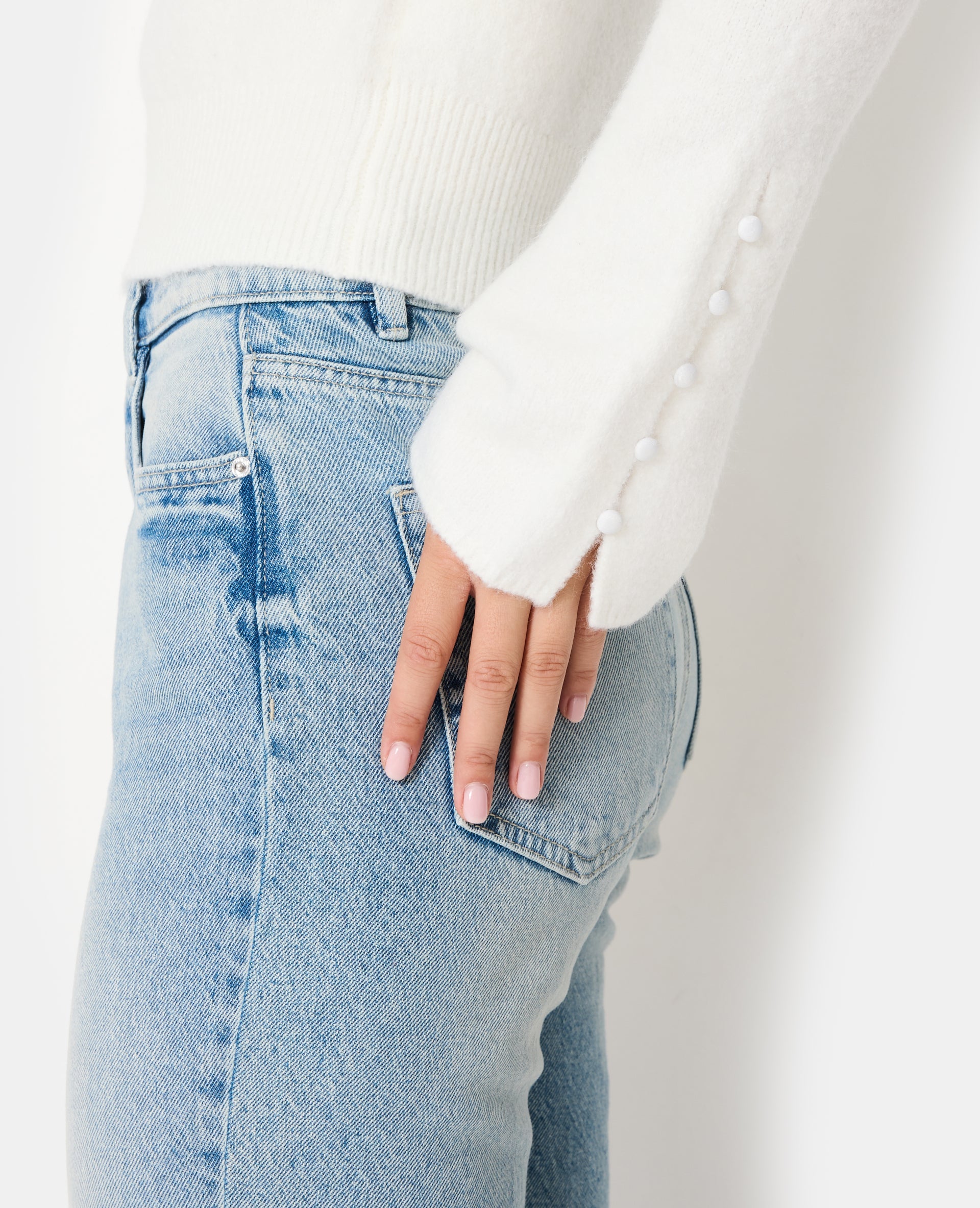 Pull encolure carrée avec manches flare