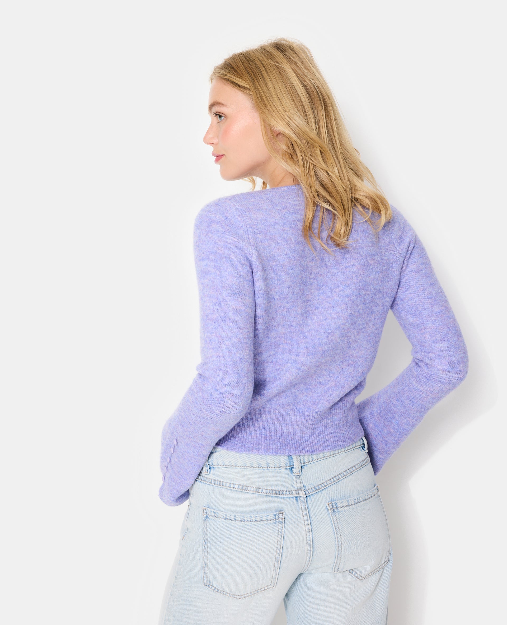 Pull encolure carrée avec manches flare