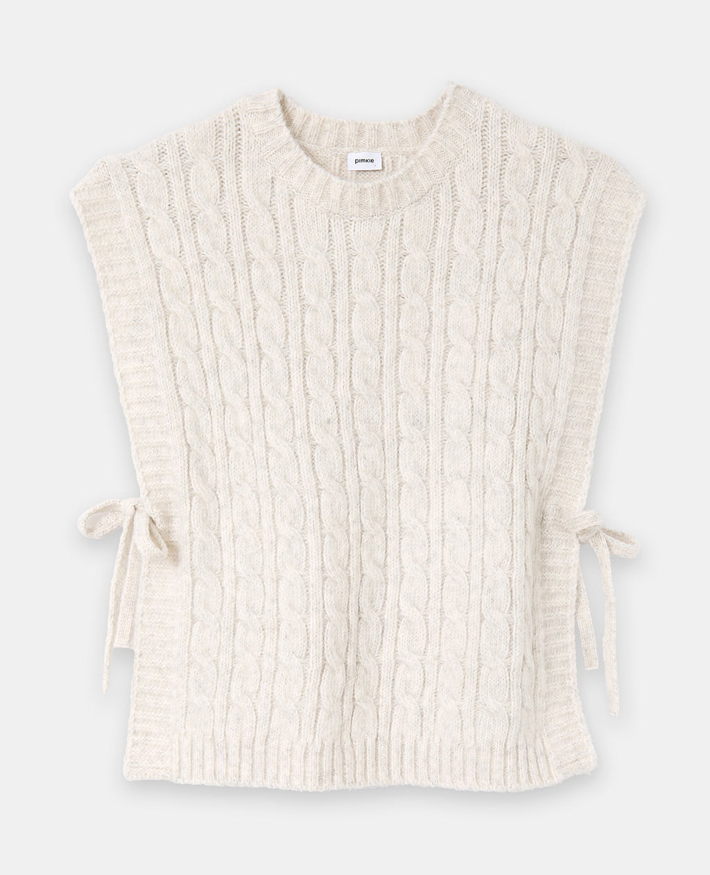 Pull sans manches en maille torsadée avec nouettes