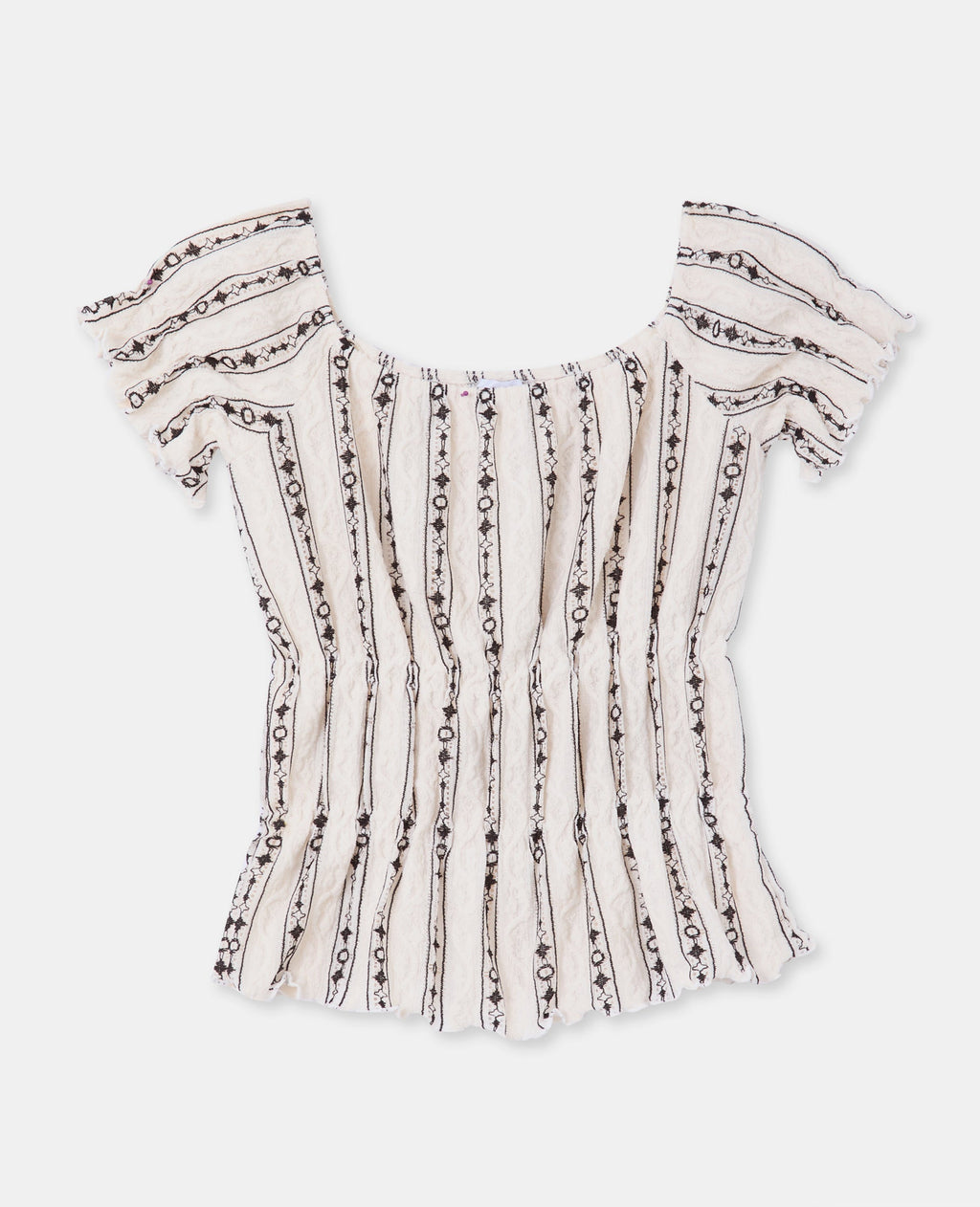 Top encolure Bardot en tissu fantaisie