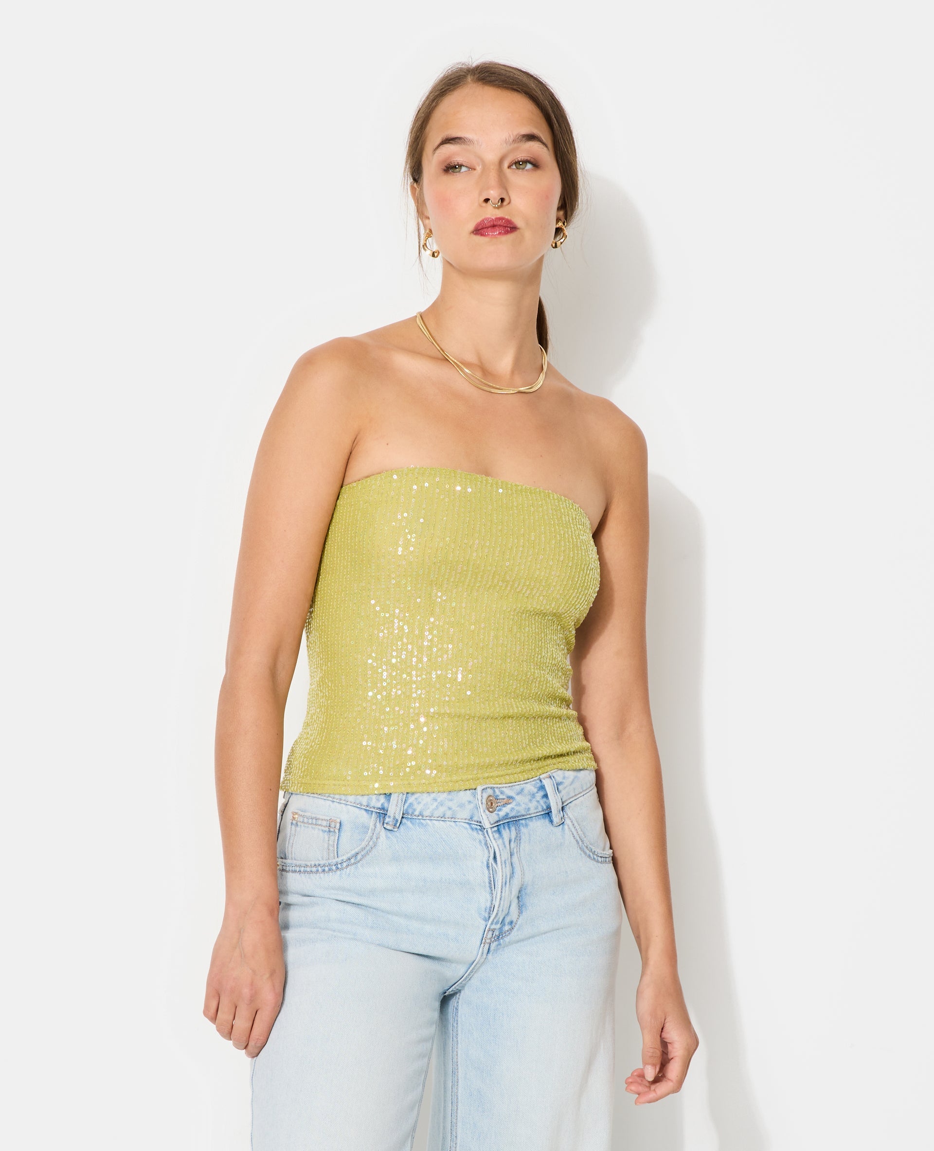 Top bandeau avec sequins