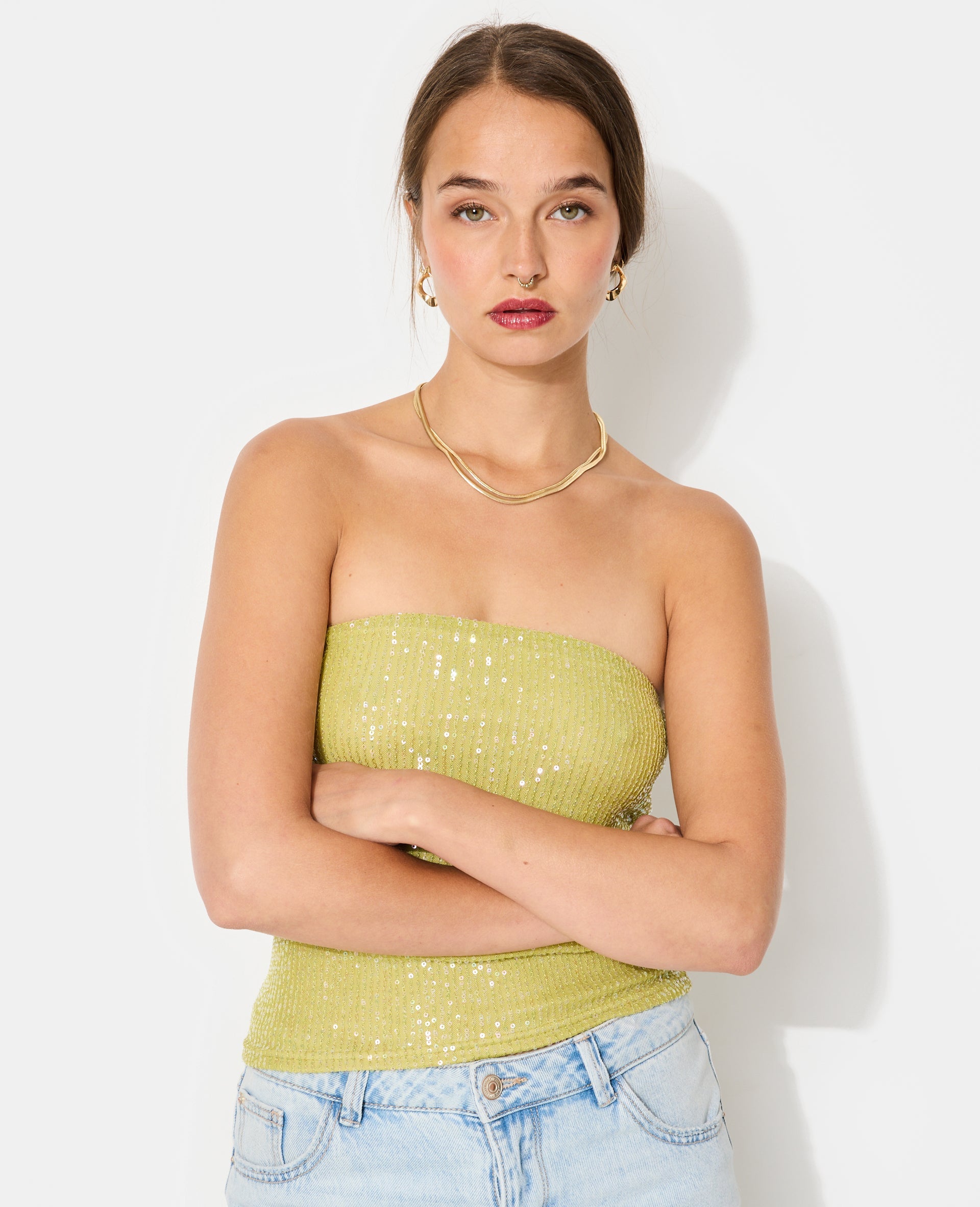 Top bandeau avec sequins