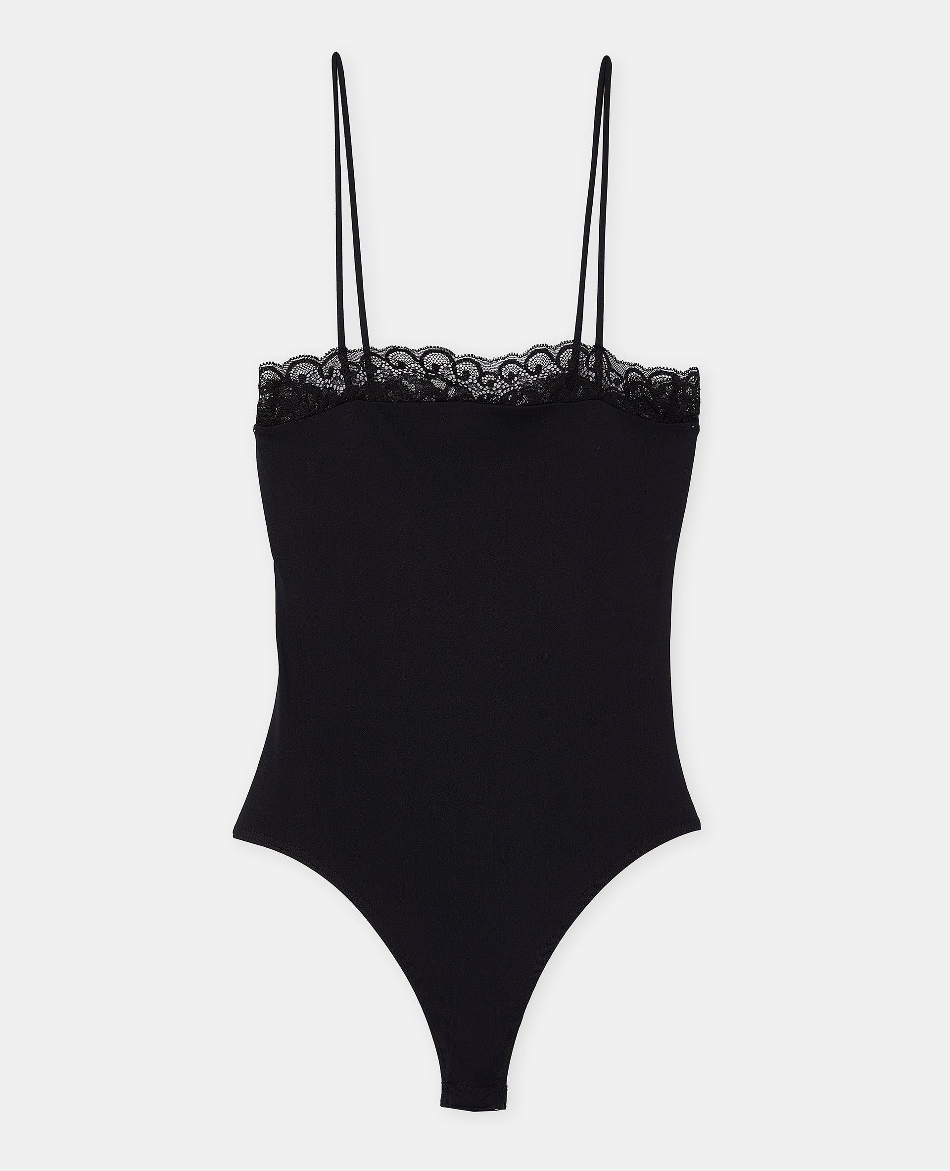 Body à bretelles en maille stretch avec dentelle