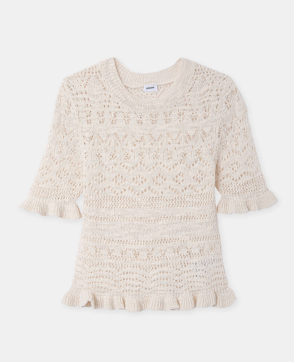 Pull manches courtes en maille ajourée