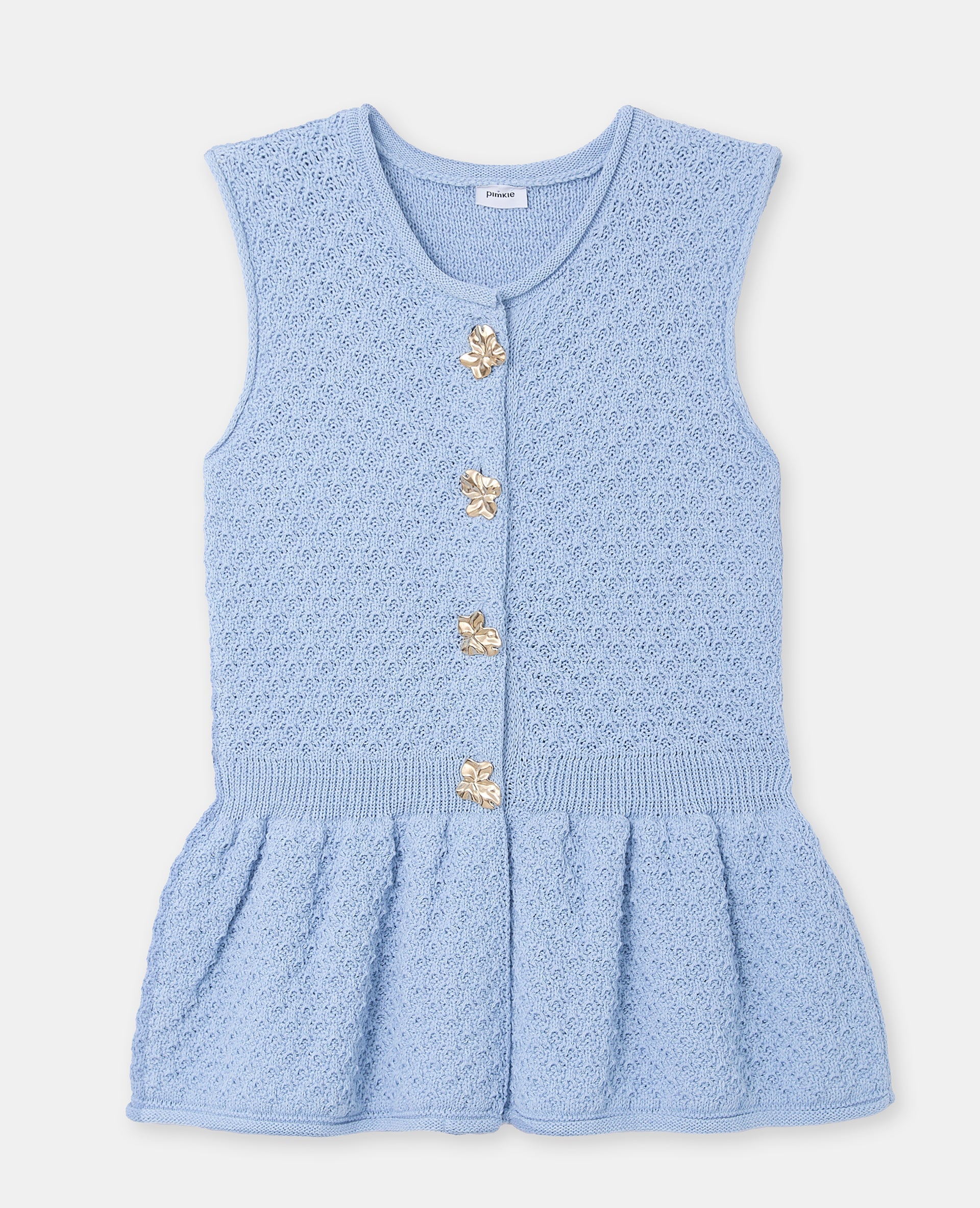 Gilet sans manches peplum avec boutons fantaisie
