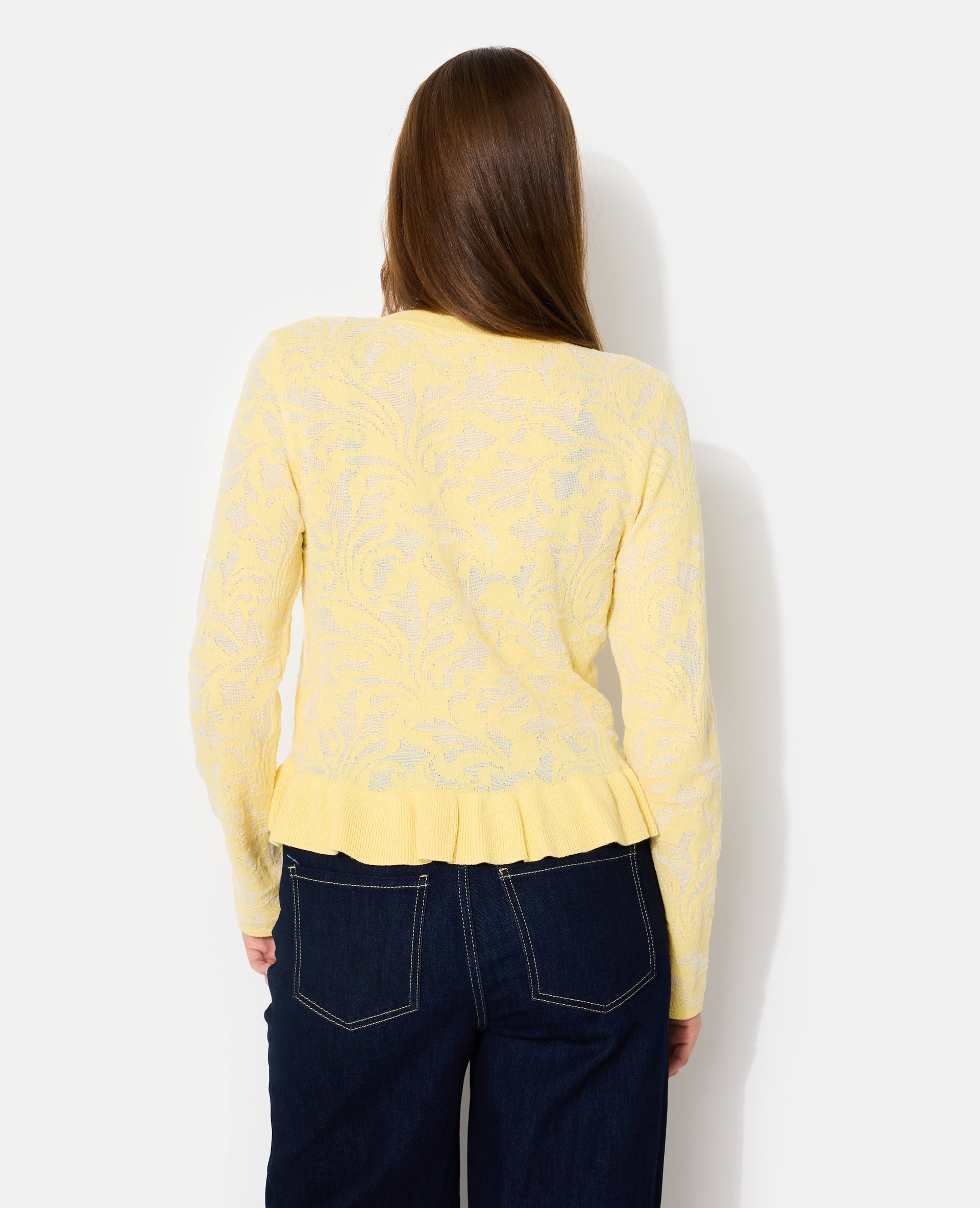 Gilet en maille effet jacquard avec boutons fantaisie