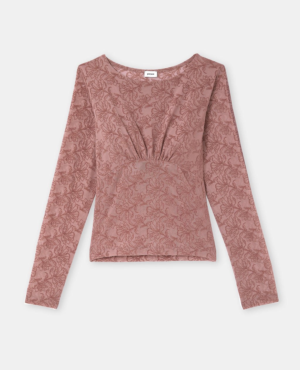 Top en résille avec motifs fleurs en velours