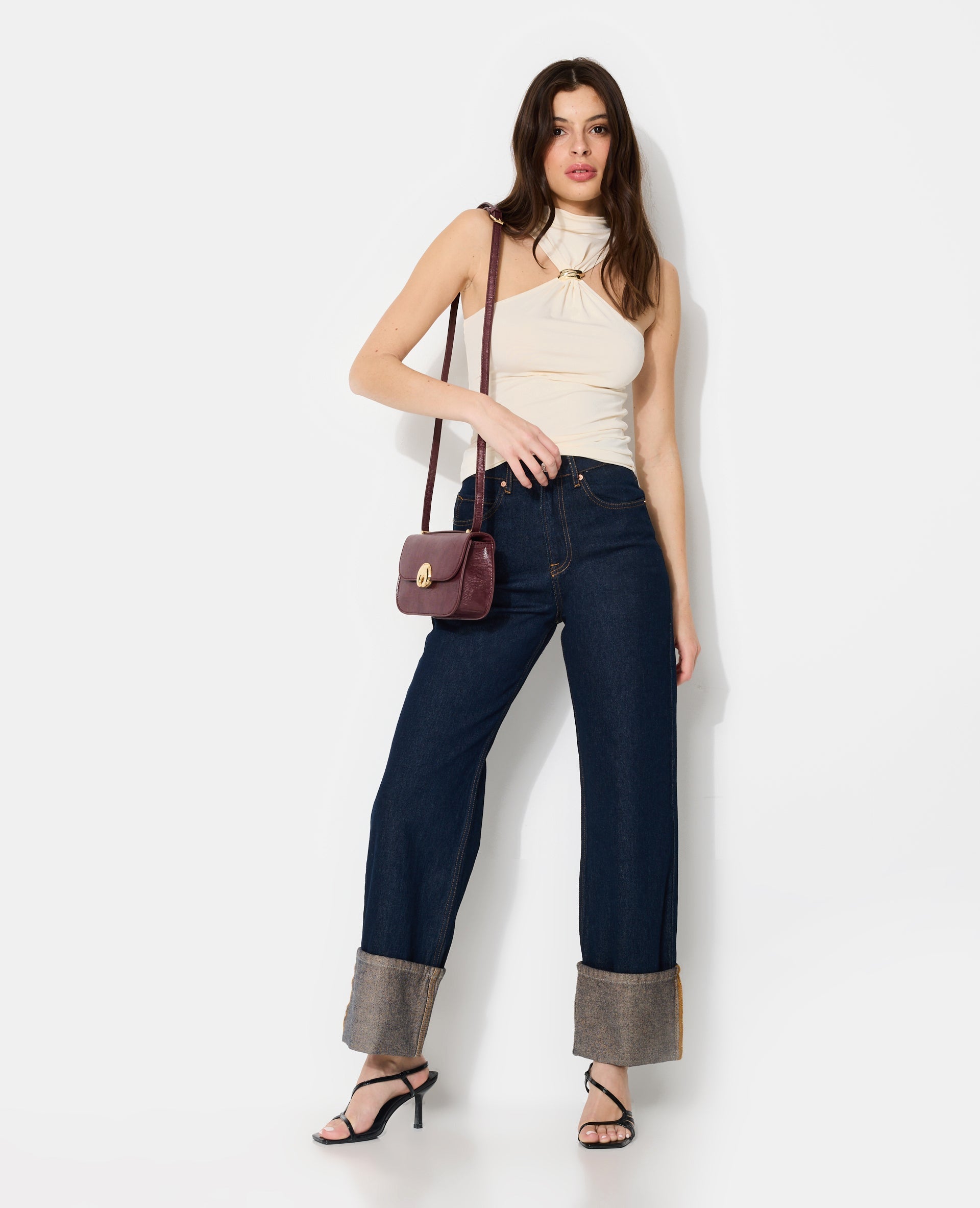 Top en maille stretch avec boucle bijou