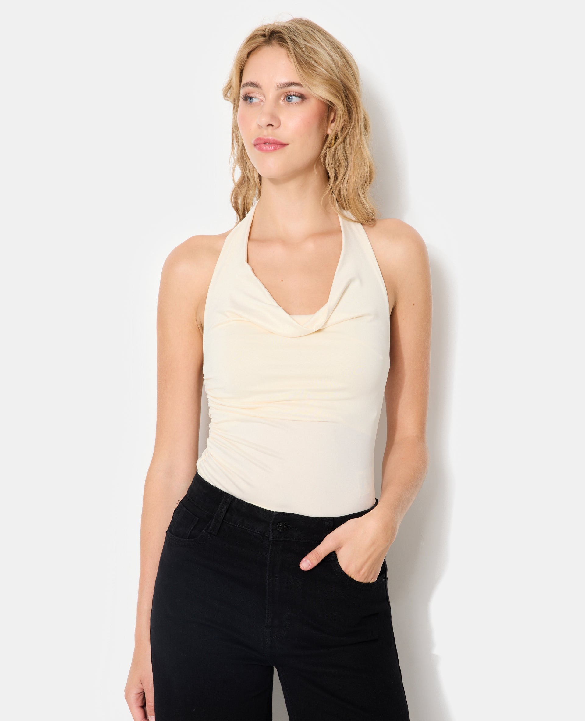 Body en maille stretch avec col bénitier