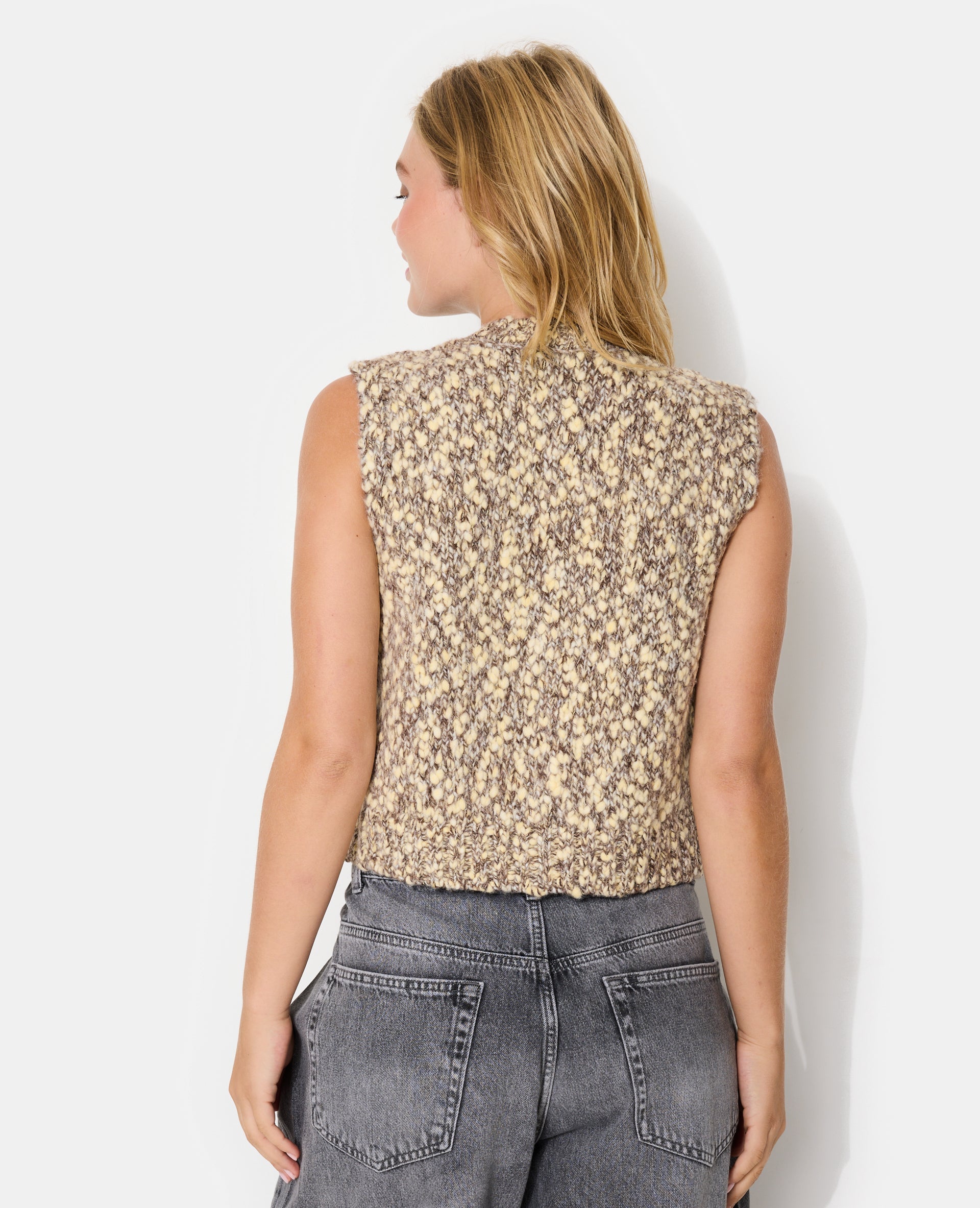 Gilet sans manches en grosse maille moulinée
