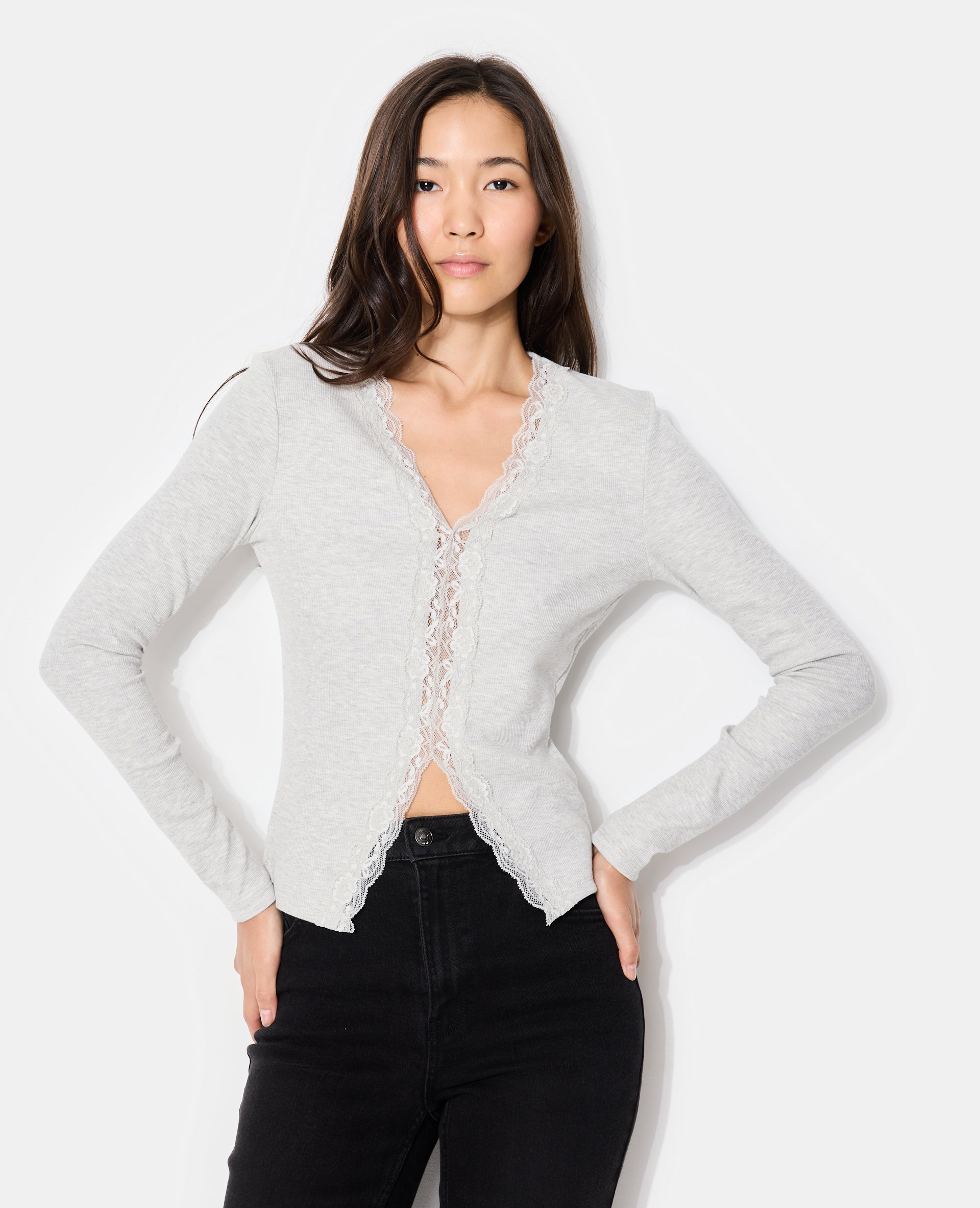 T-shirt manches longues avec dentelle