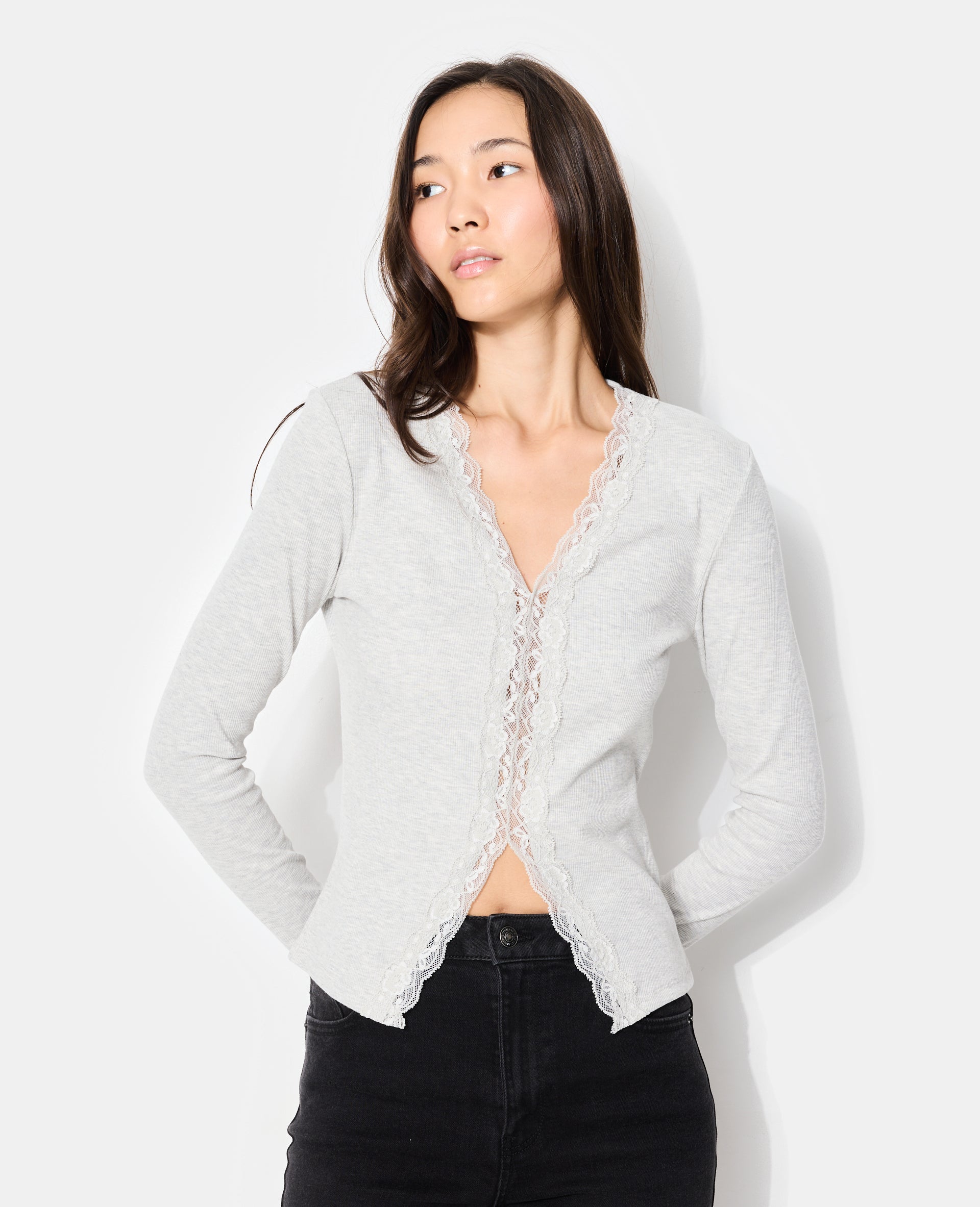T-shirt manches longues avec dentelle