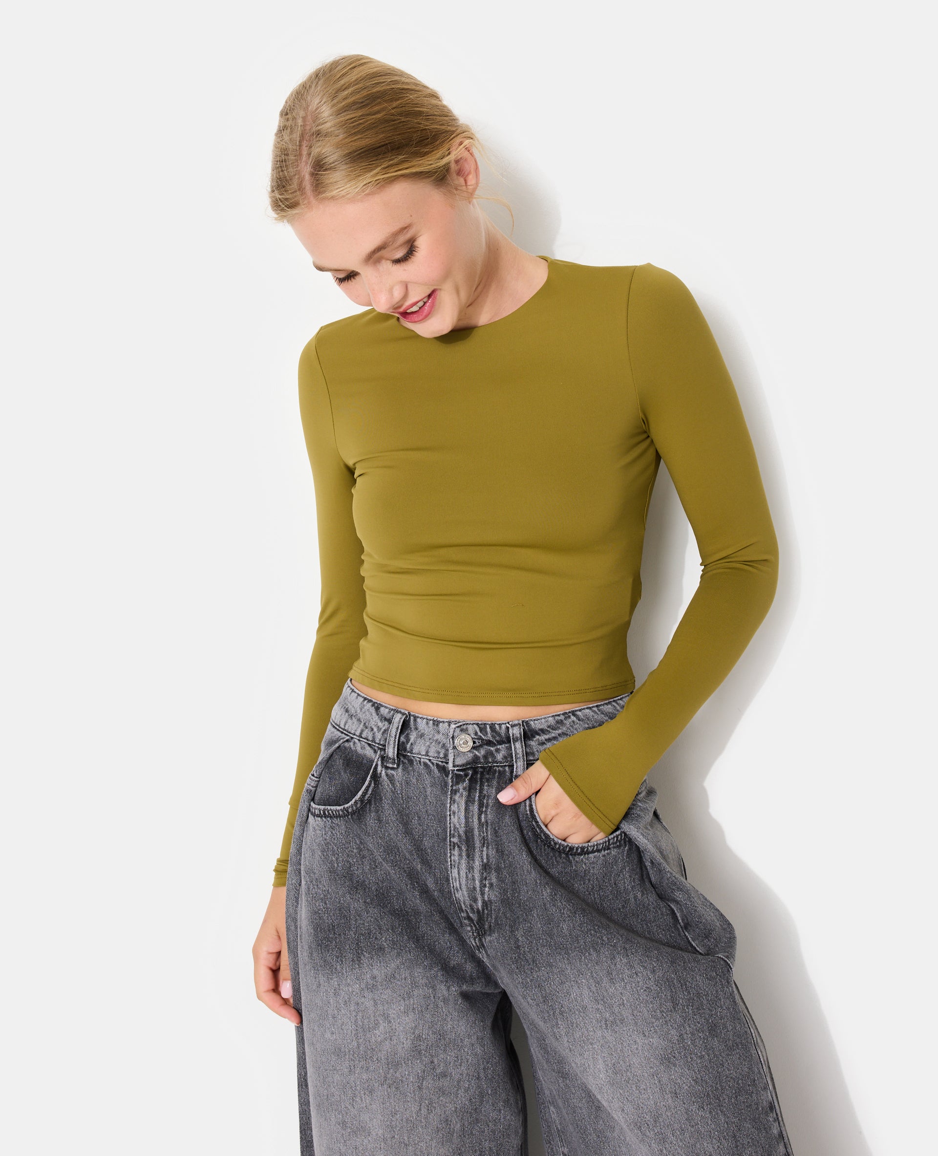 T-shirt manches longues en maille stretch