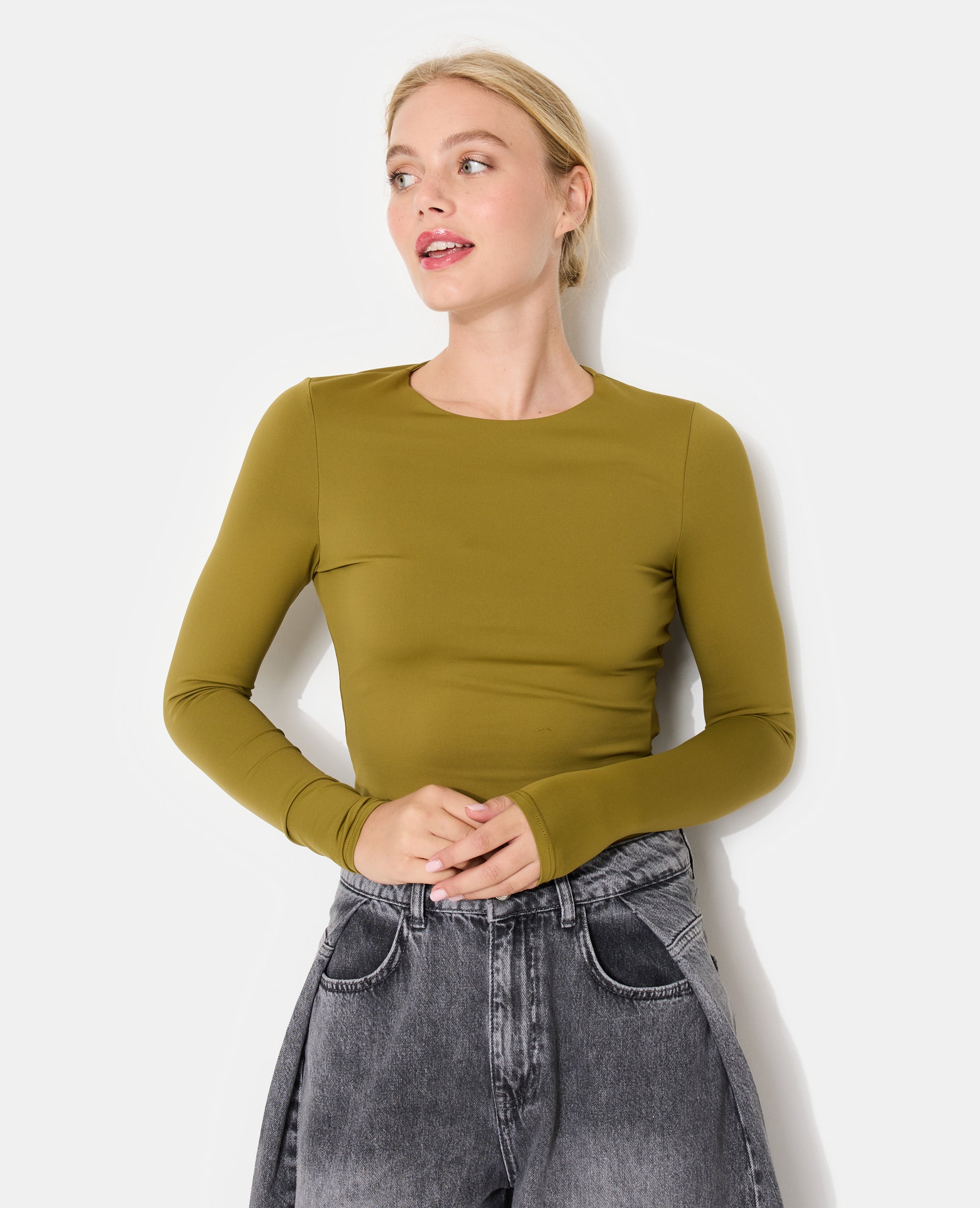 T-shirt manches longues en maille stretch