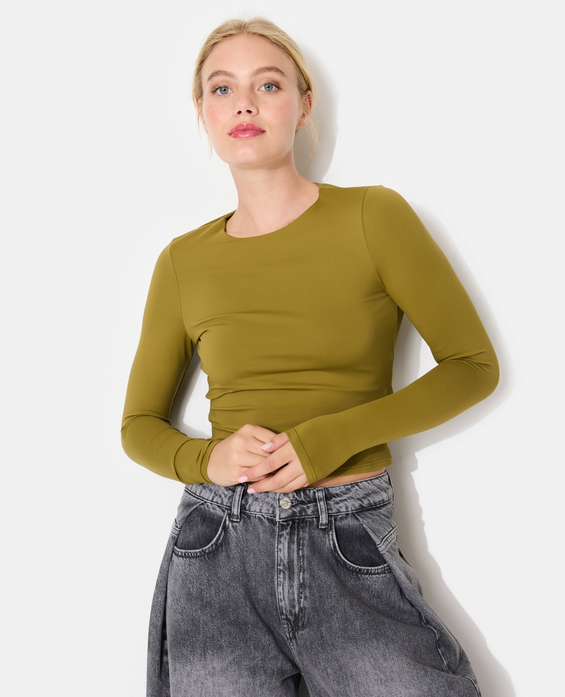T-shirt manches longues en maille stretch