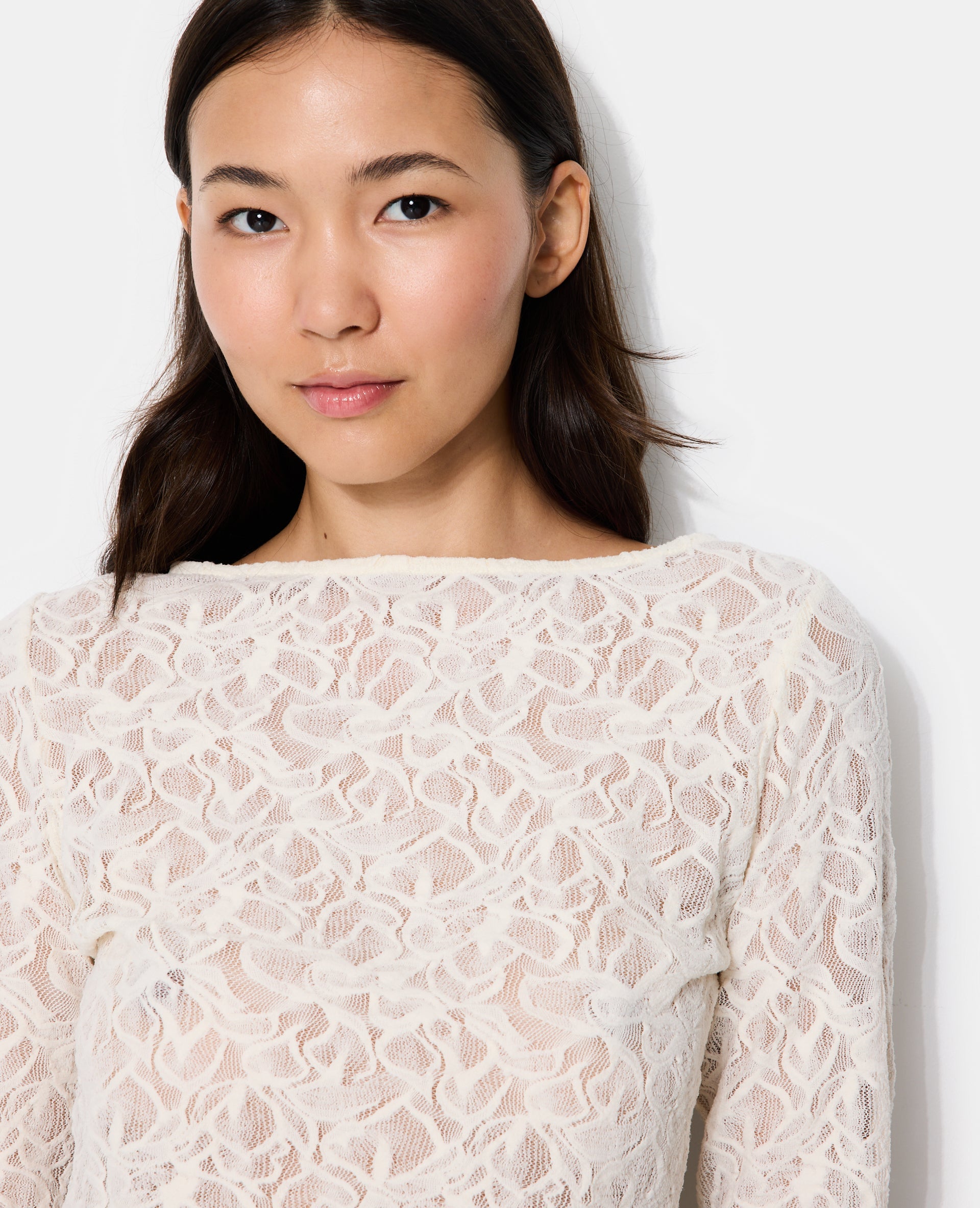 T-shirt manches longues en dentelle