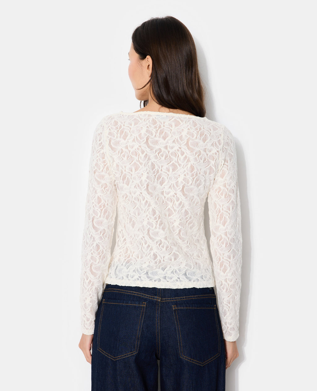 T-shirt manches longues en dentelle