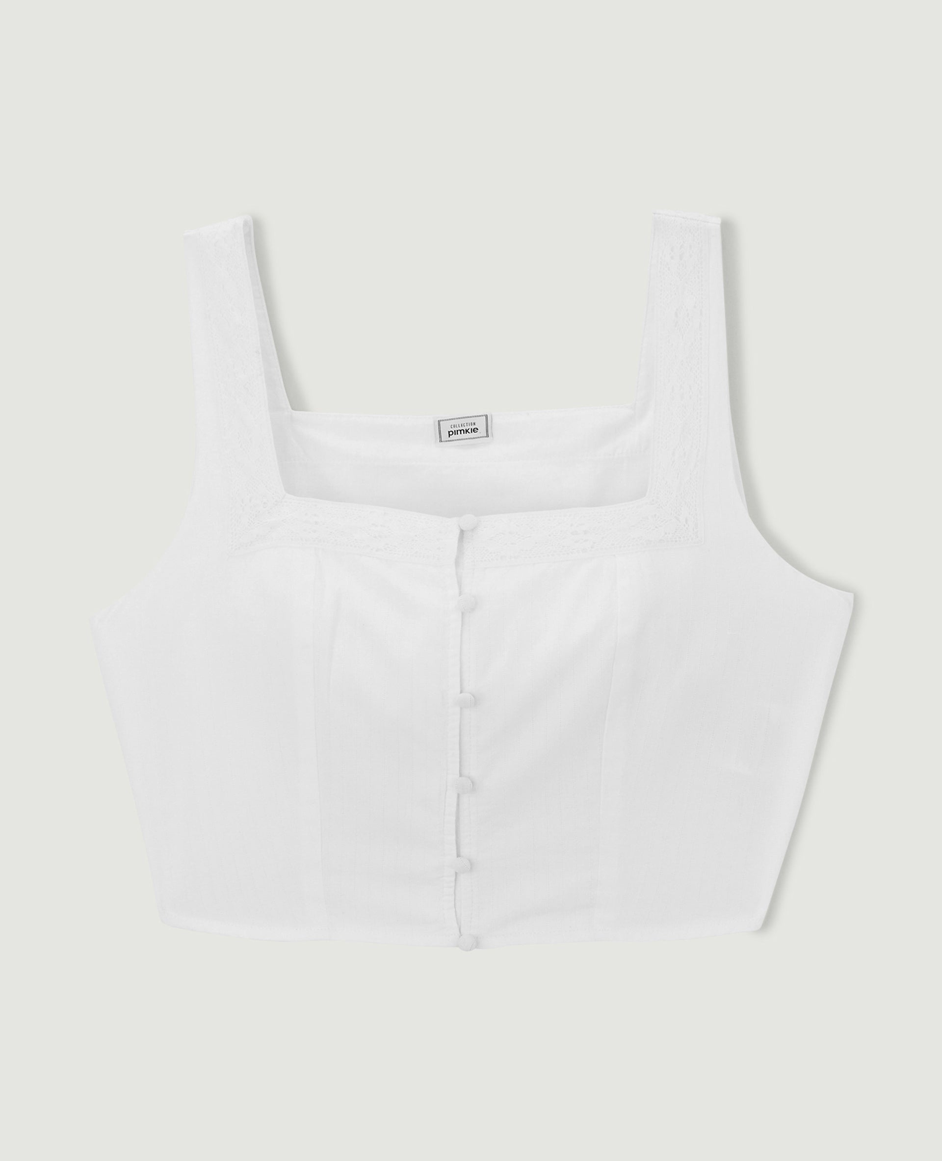 Top court avec boutons et dentelle