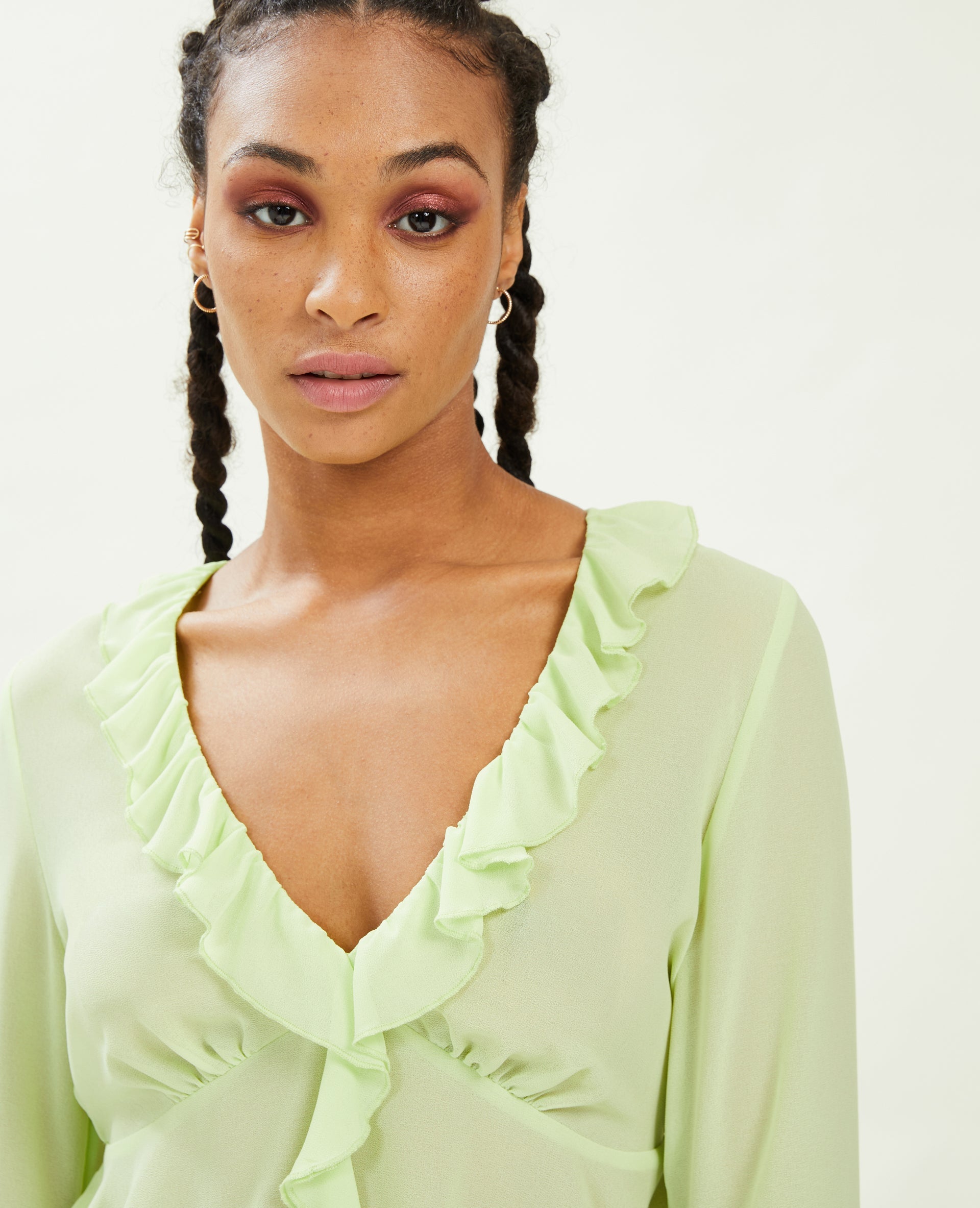 Blouse avec volants en voile