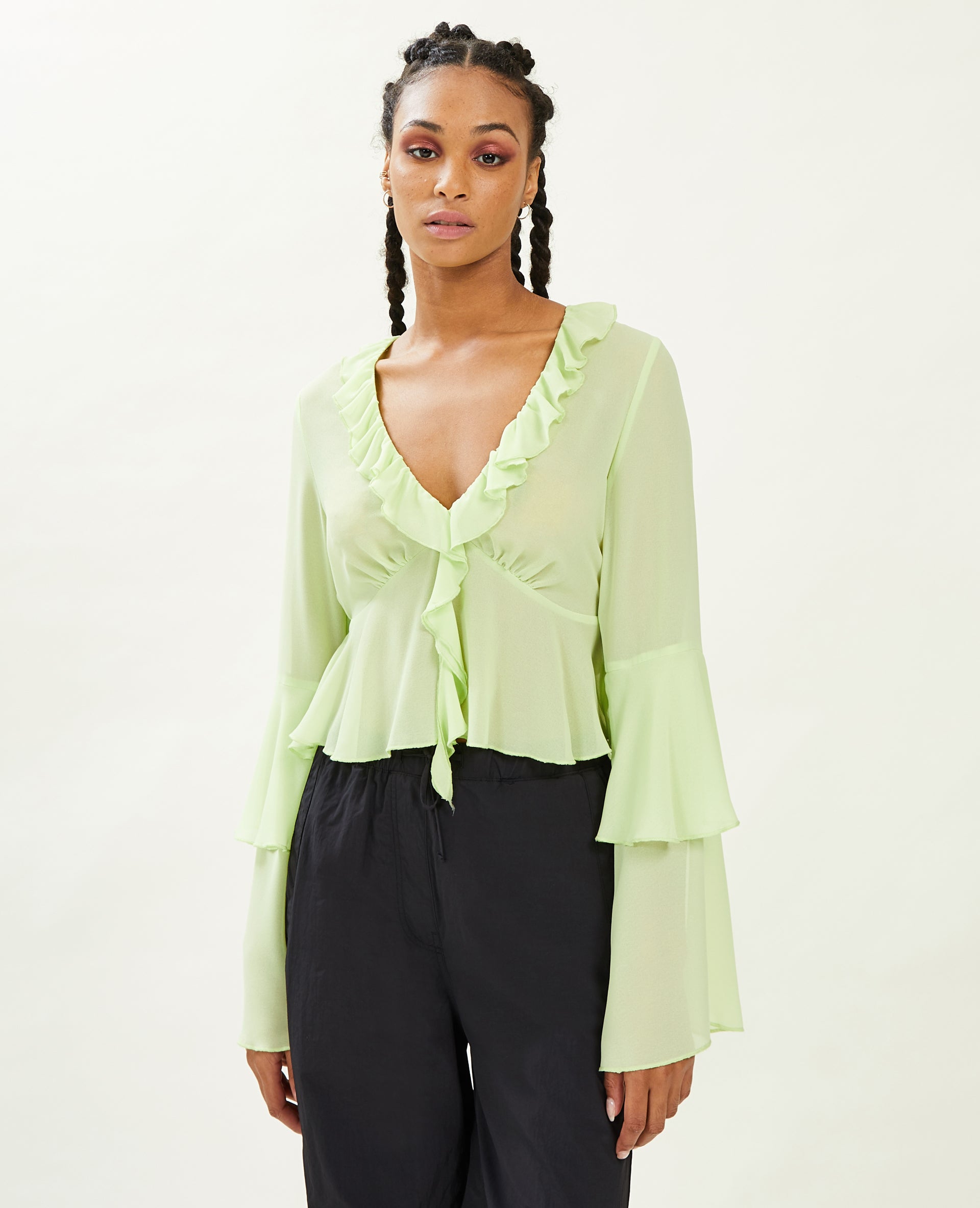 Blouse avec volants en voile